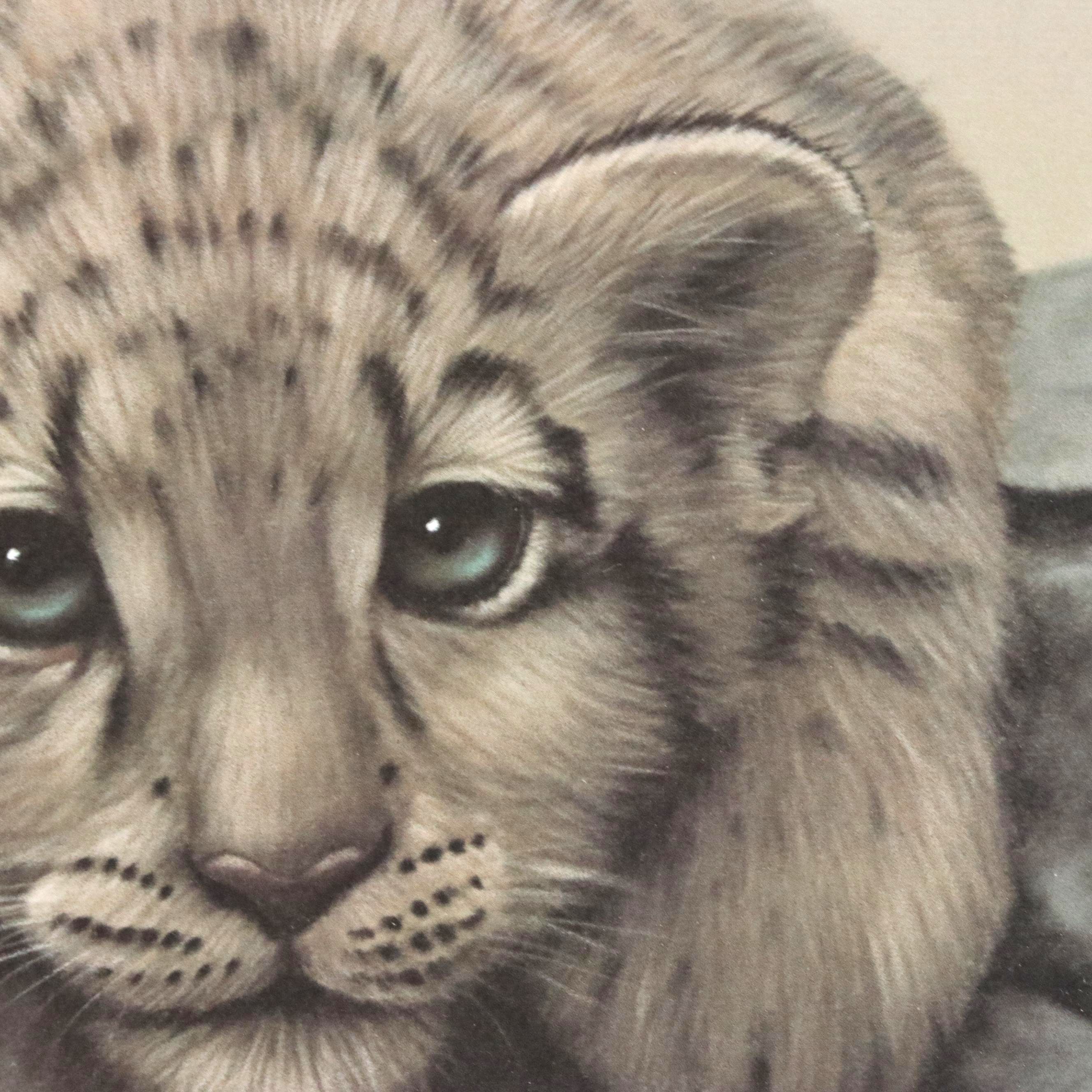 Harold Rigsby Offset Lithograph of Snow Leopard, Late 20th Century