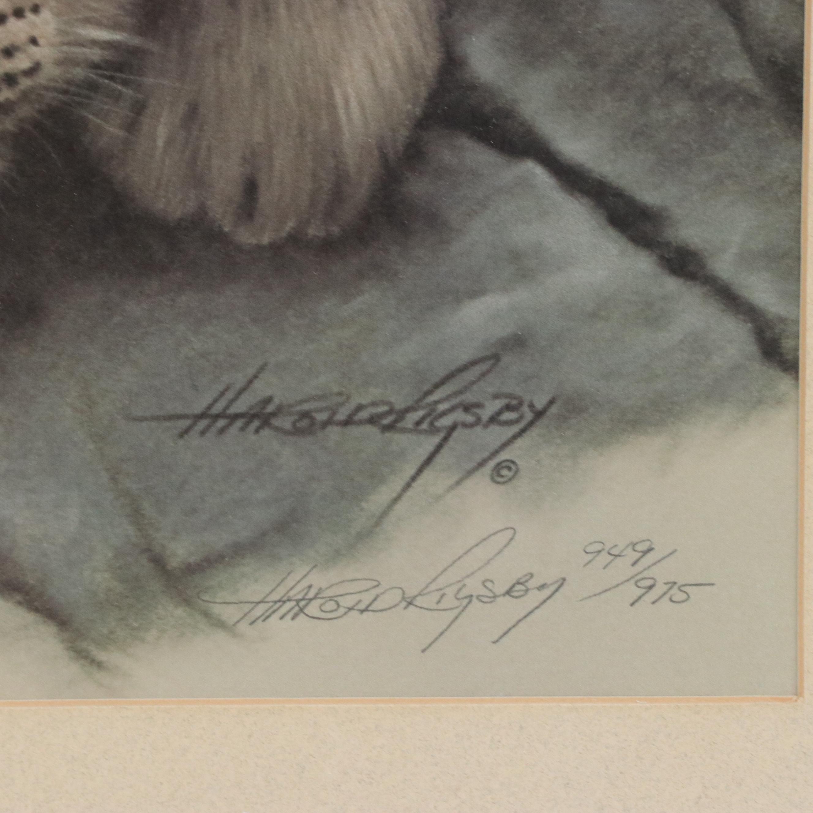 Harold Rigsby Offset Lithograph of Snow Leopard, Late 20th Century