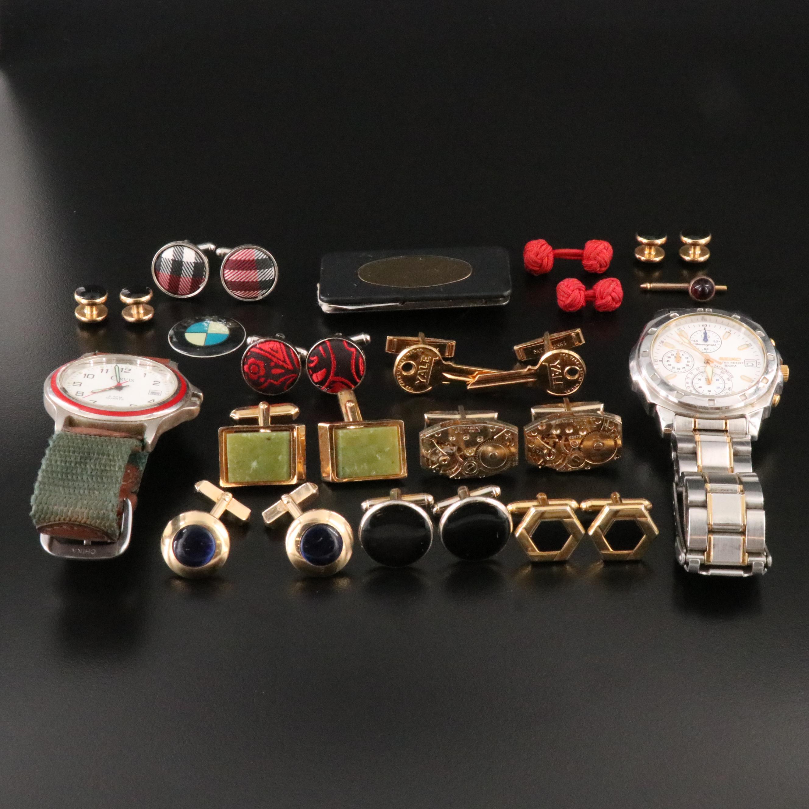 Seiko, Cufflinks and Money Clip Pocket Knife Featured in Men's Accessory's