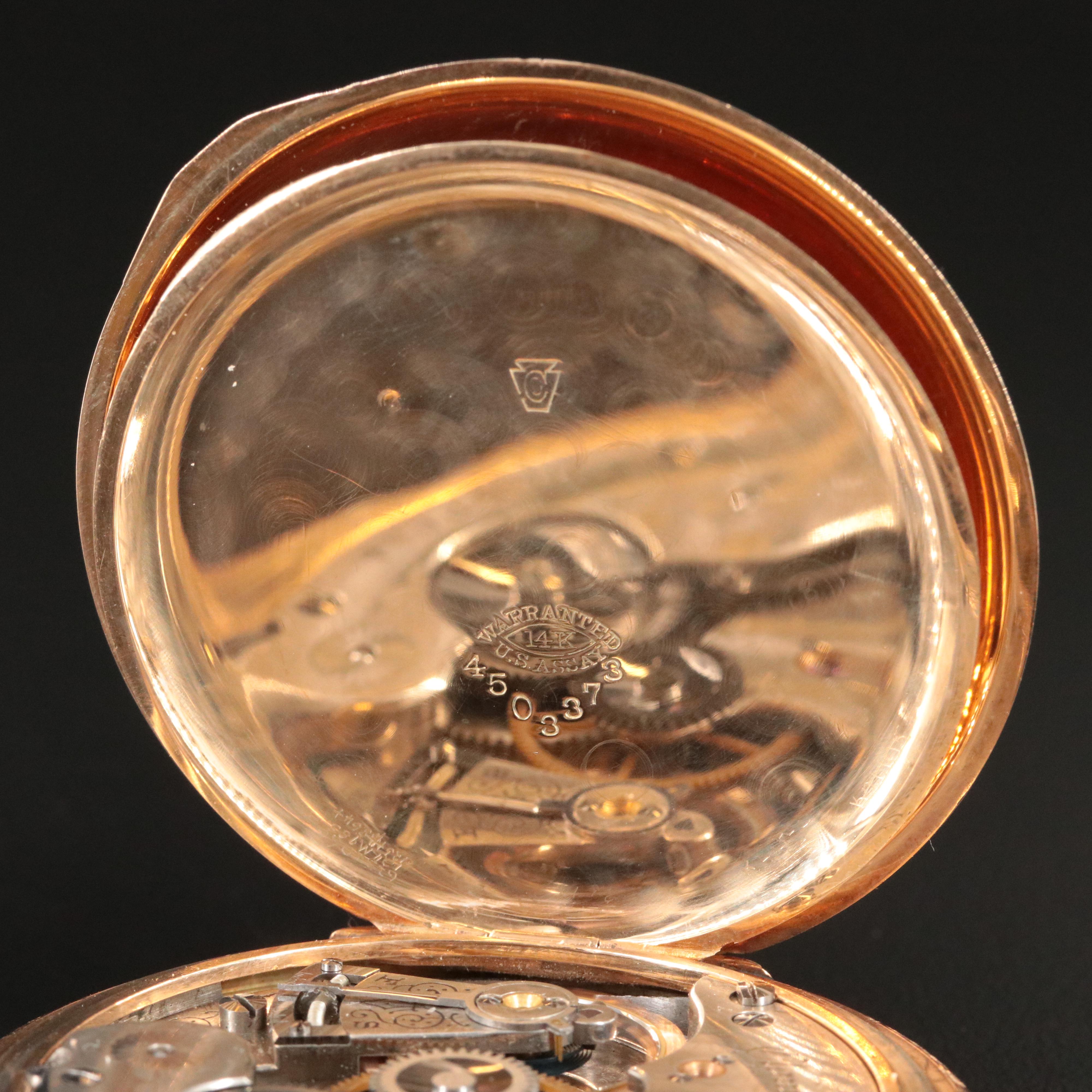 1893 14K Elgin National Watch Co. Unique Decorated Hunting Case Pocket Watch