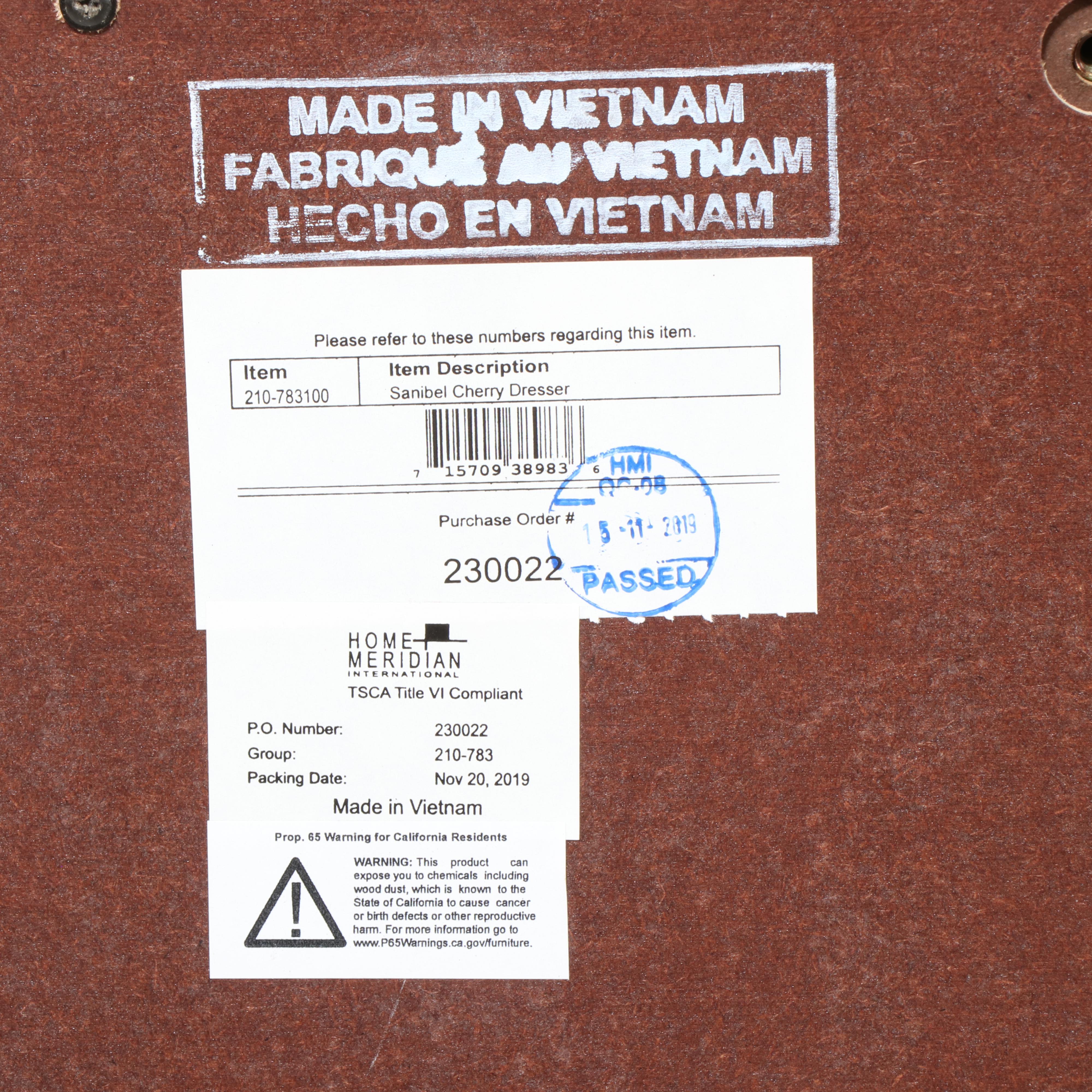 Home Meridian International Shaker Style Walnut Finish Chest of Drawers