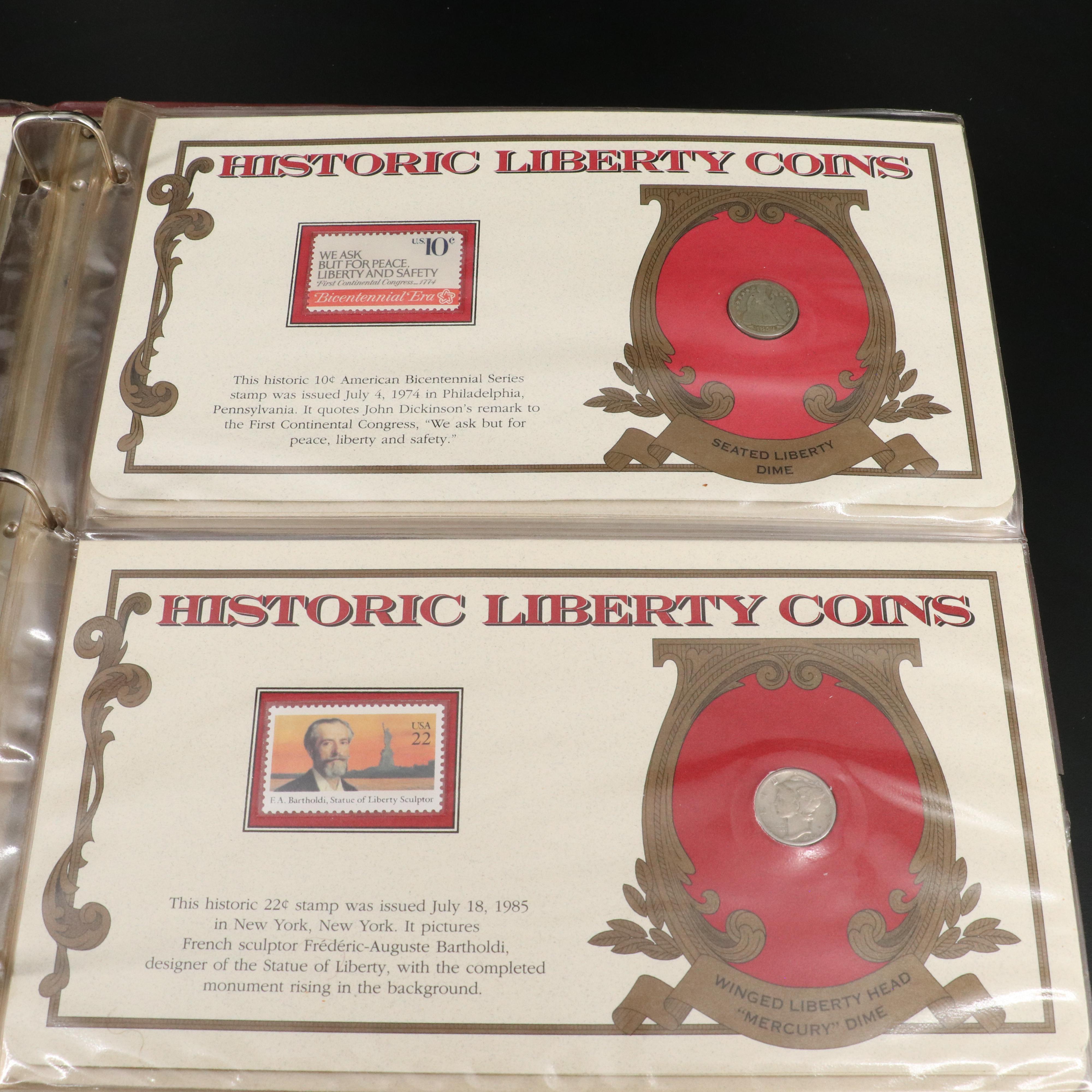 Historic Liberty Coin Collection with 12 Different Coins and Stamps