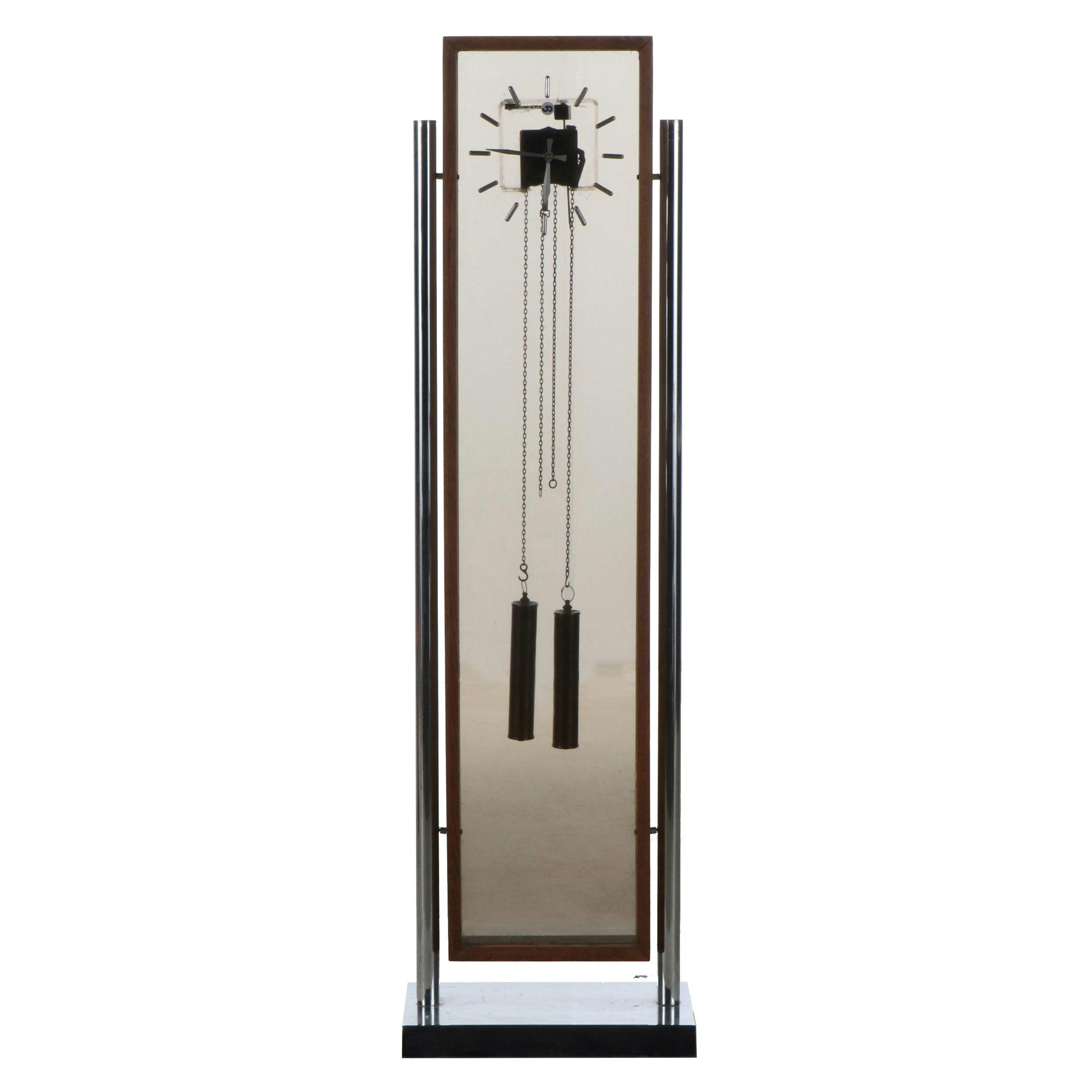 George Nelson for Howard Miller Mid-Century Walnut and Lucite Grandfather Clock