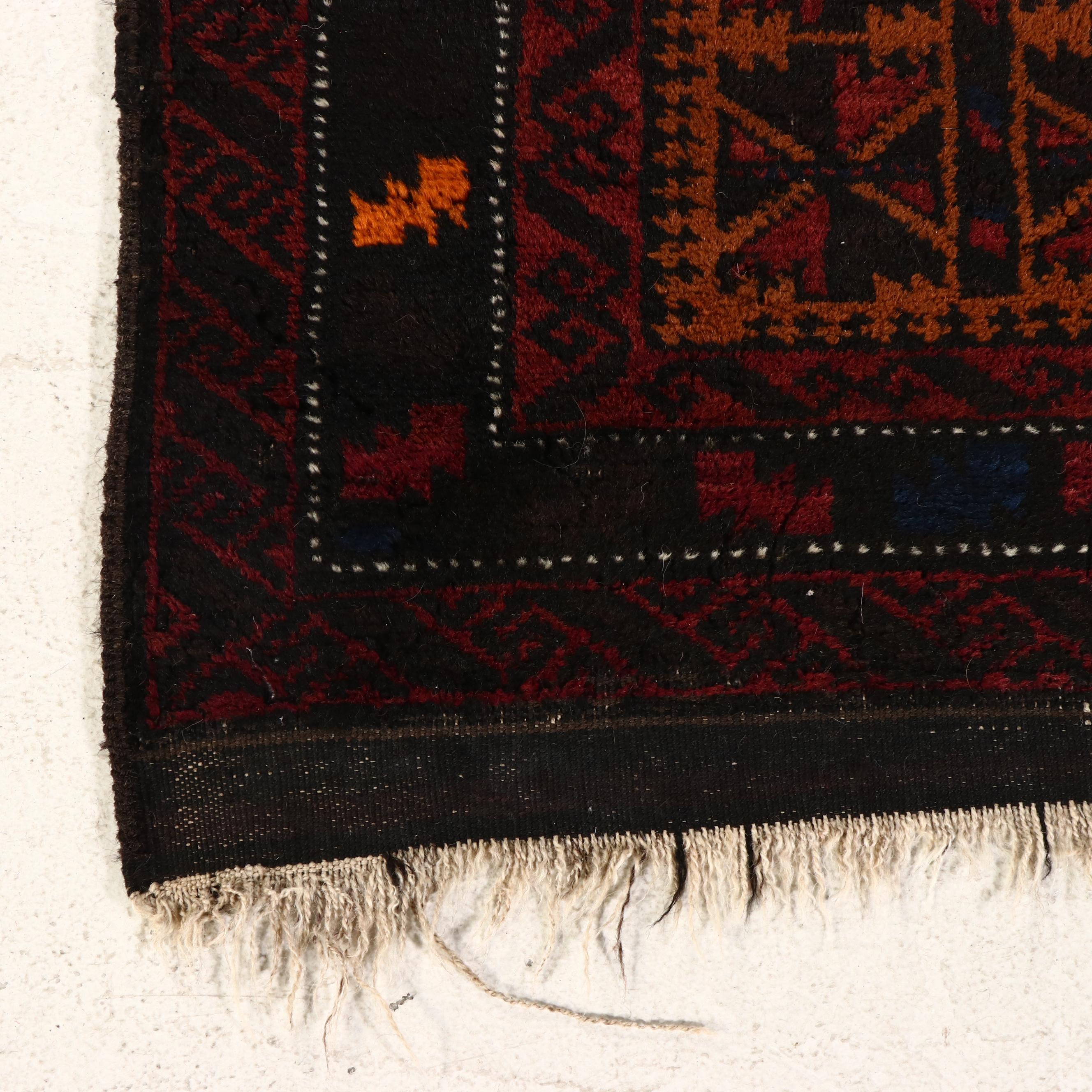 2'11 x 6' Hand-Knotted Afghan Baluch Carpet Runner