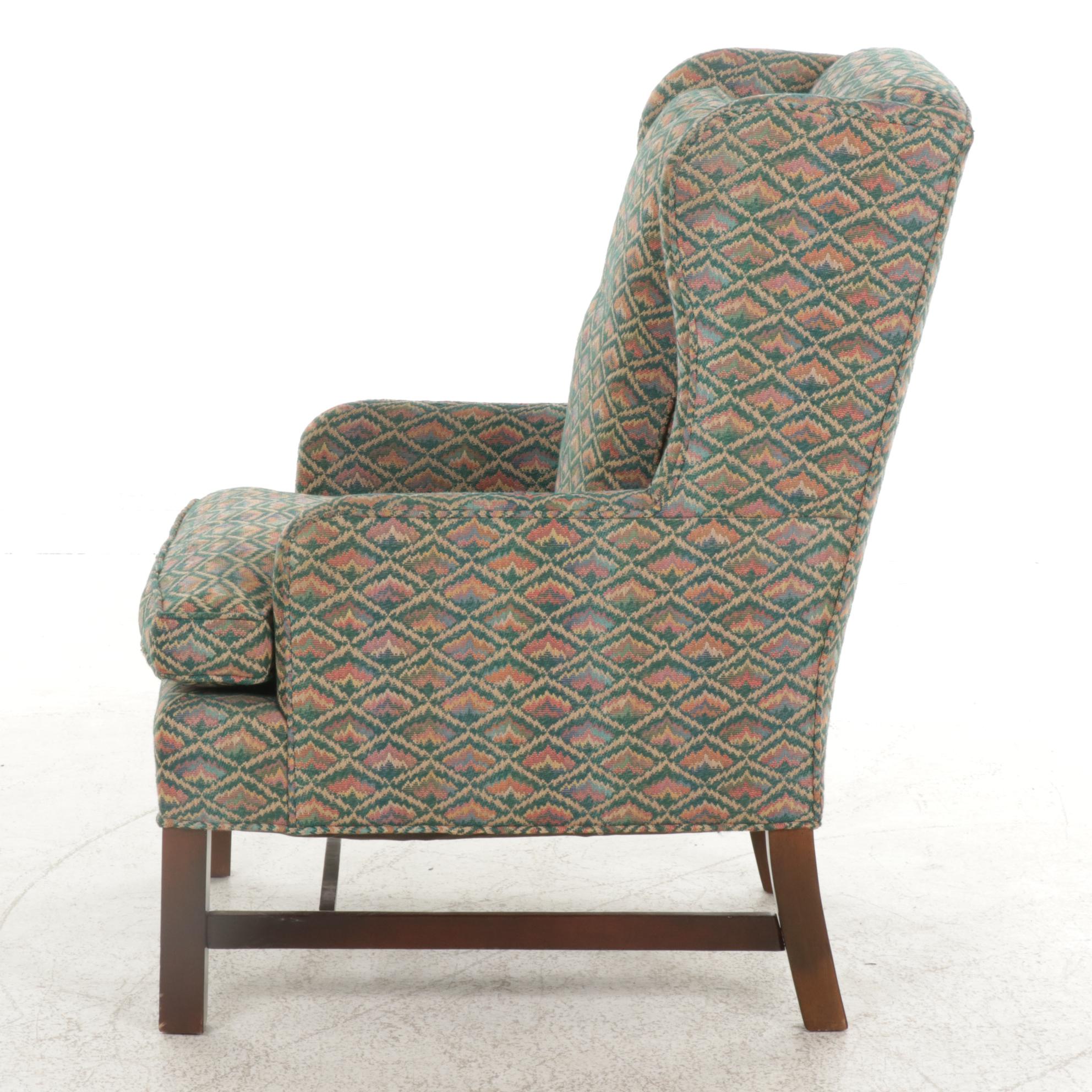 Chippendale Style Wing Back Armchair, Late 20th Century