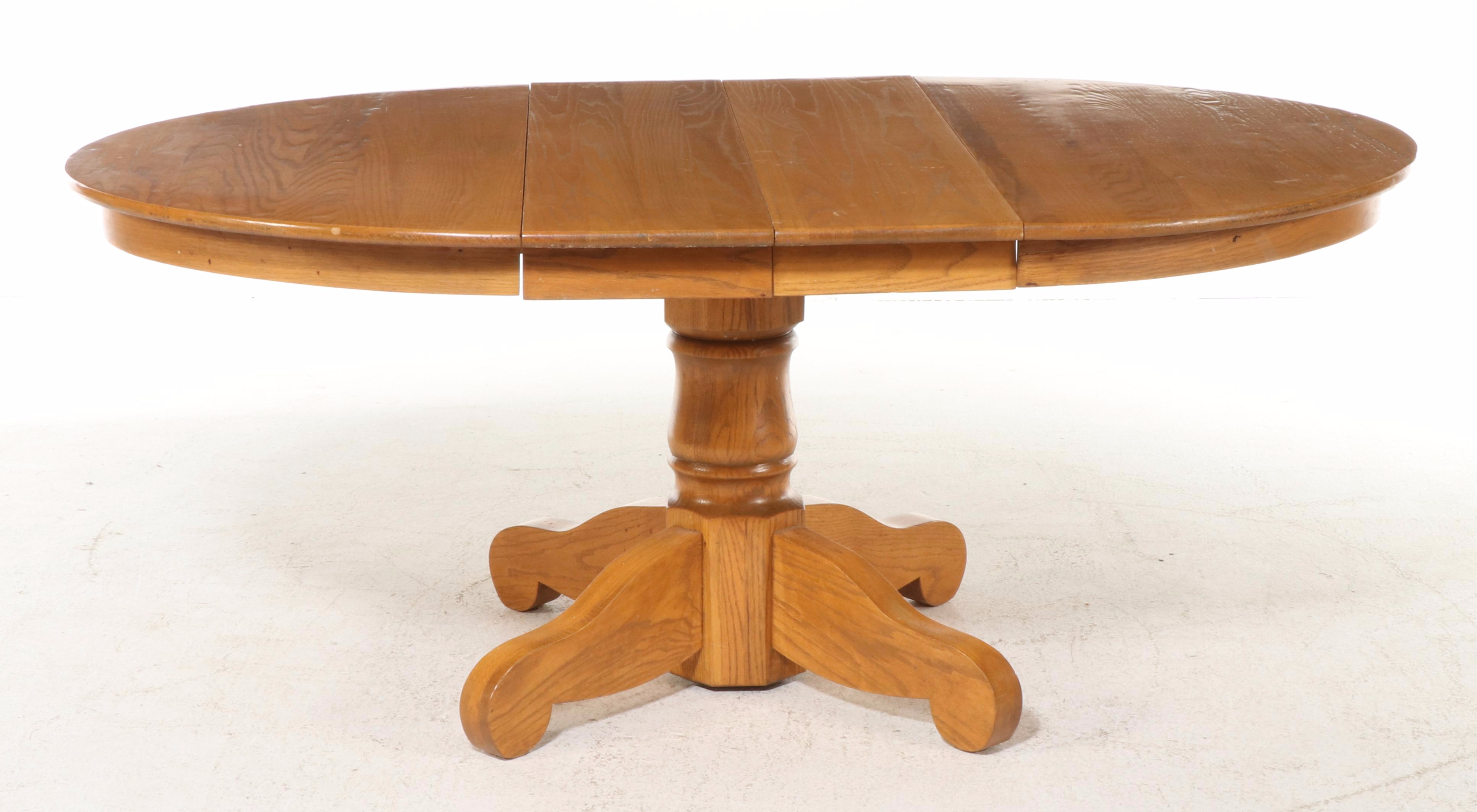 Oak Dining Table with Four Windsor Side Chairs