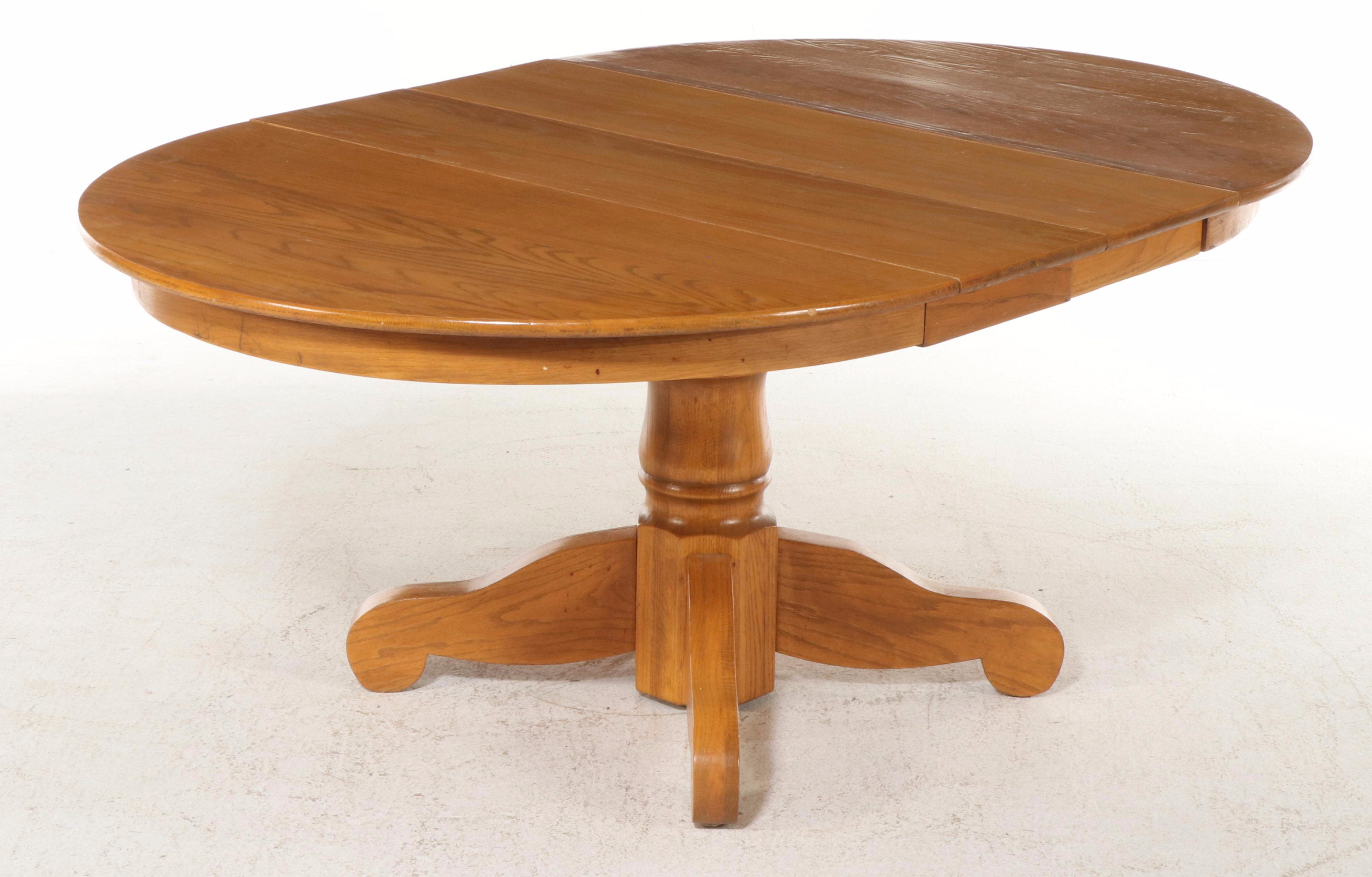 Oak Dining Table with Four Windsor Side Chairs