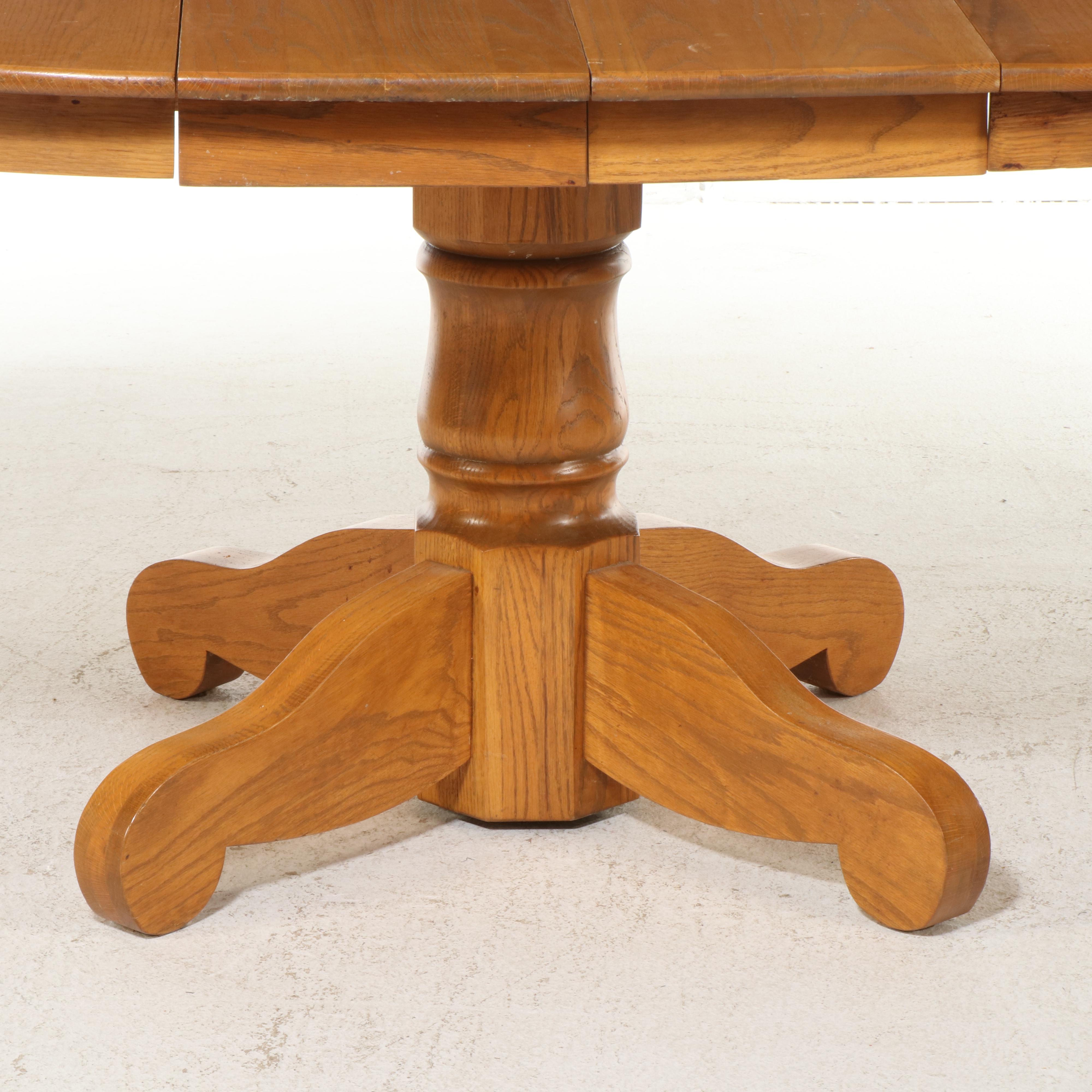 Oak Dining Table with Four Windsor Side Chairs
