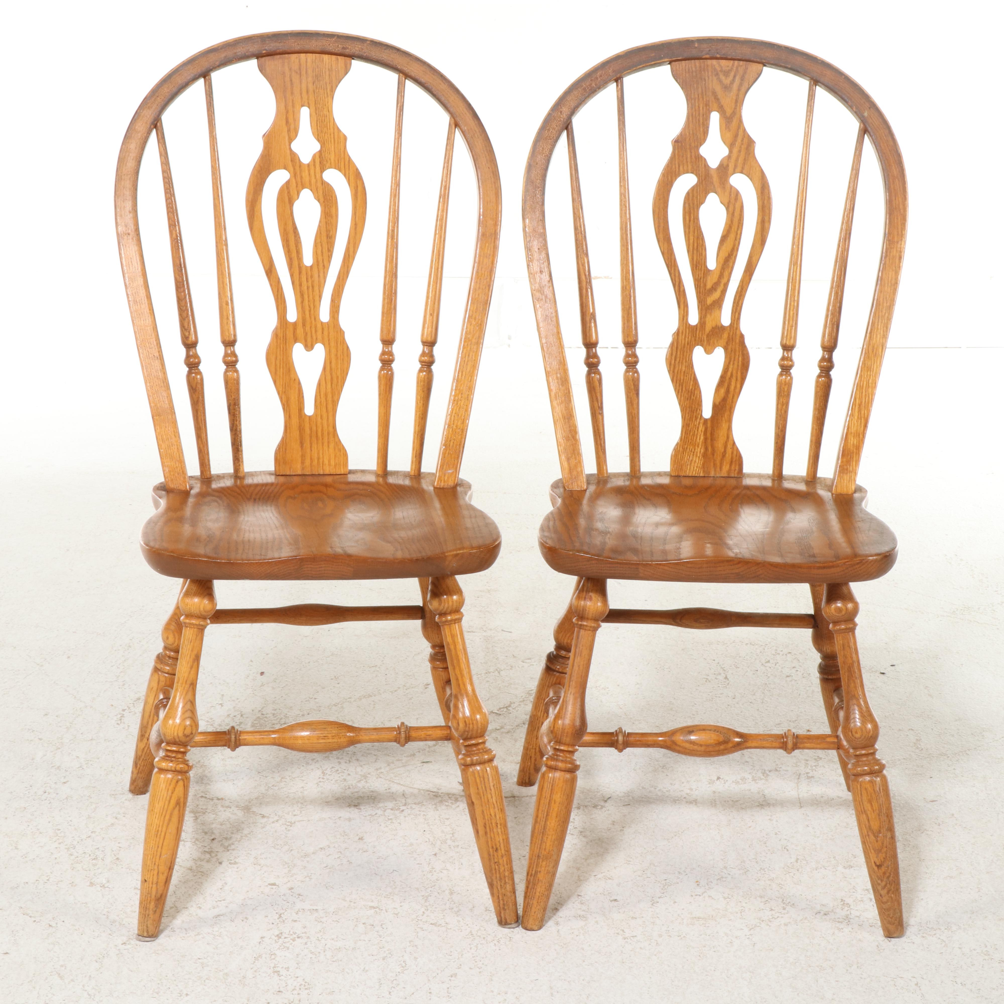 Oak Dining Table with Four Windsor Side Chairs