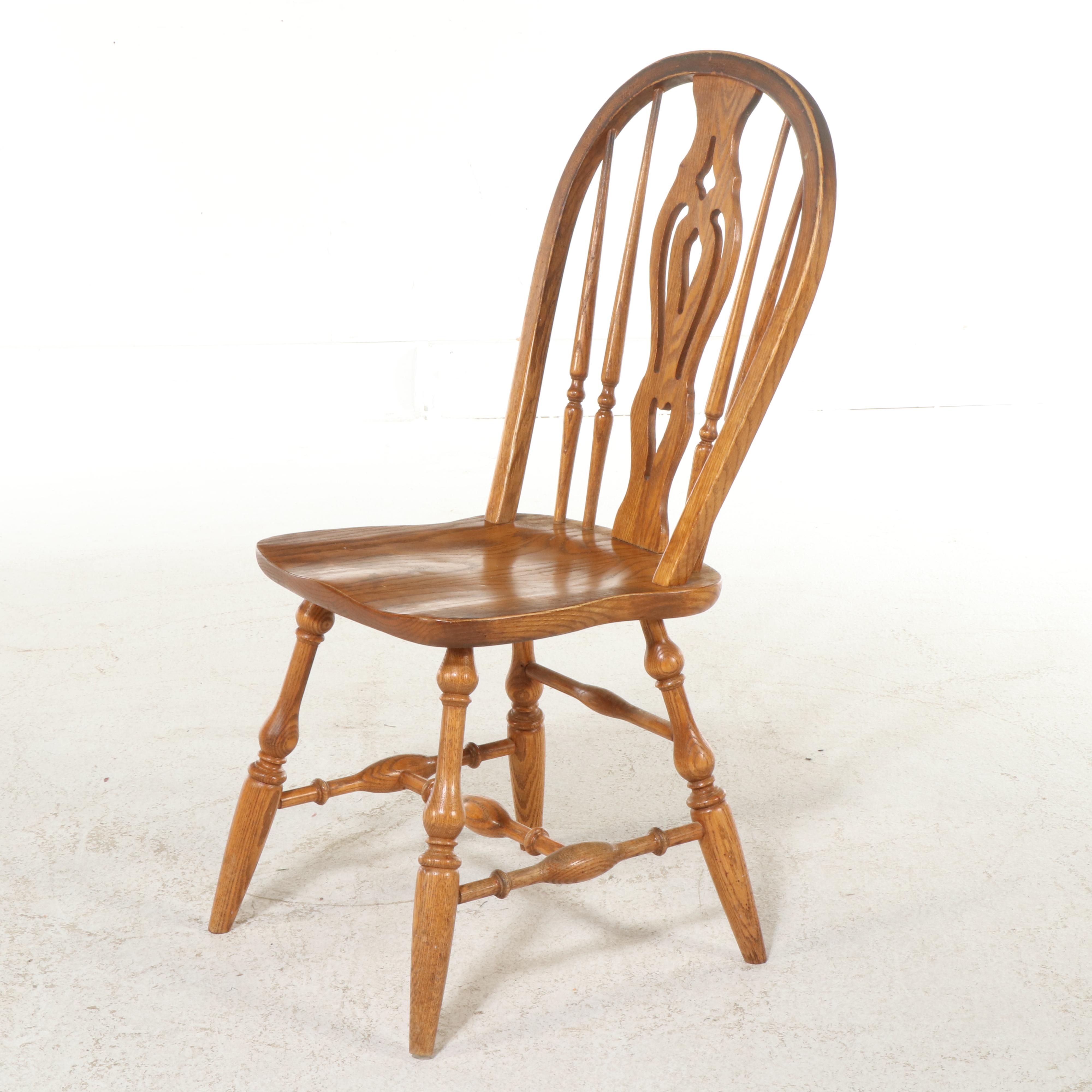 Oak Dining Table with Four Windsor Side Chairs