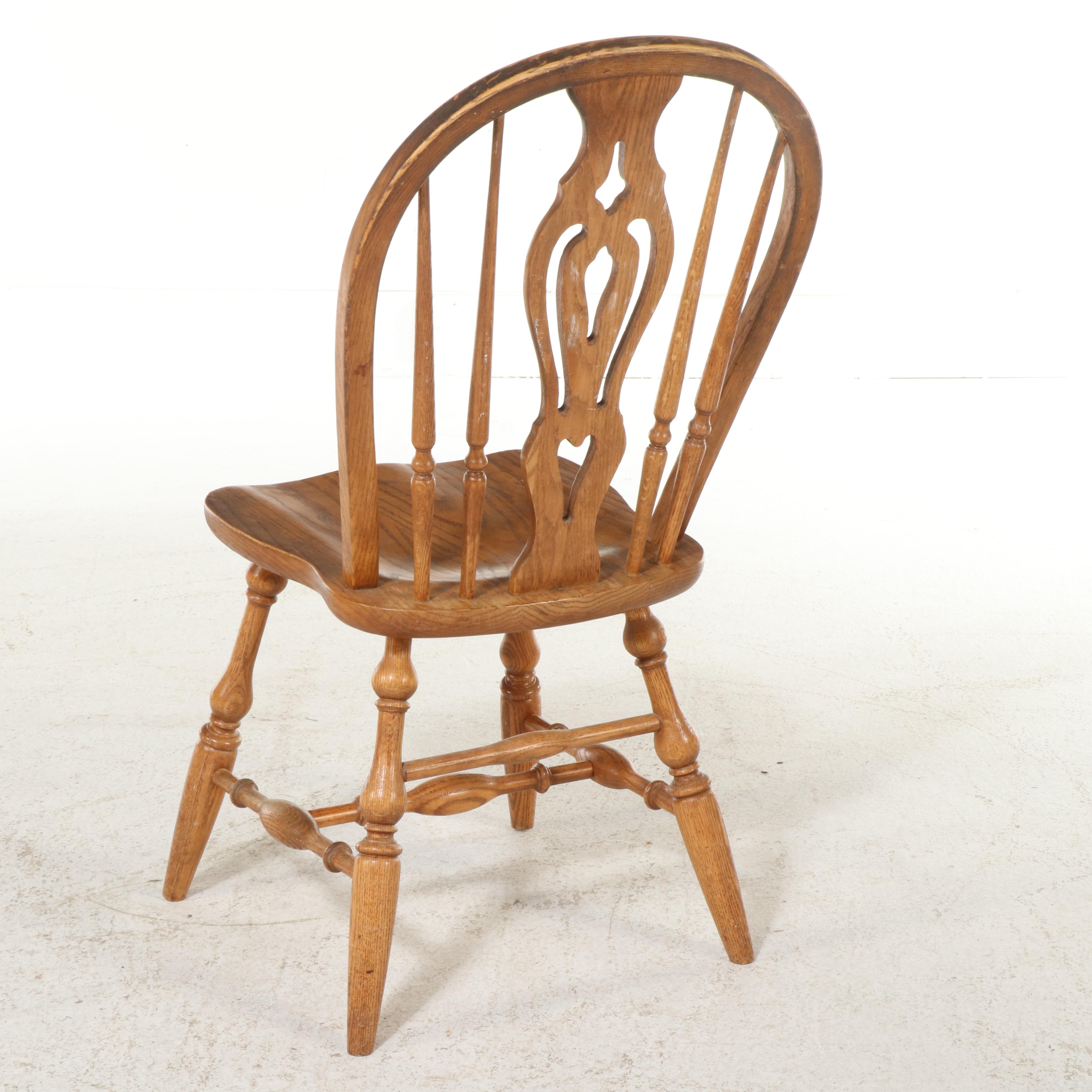 Oak Dining Table with Four Windsor Side Chairs