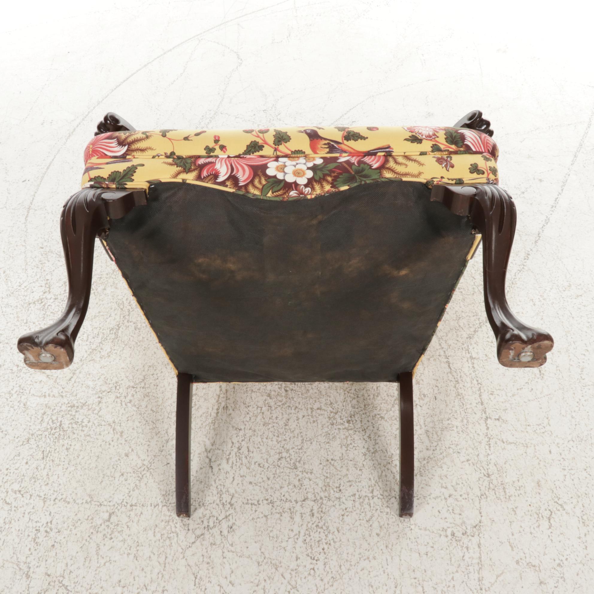 Georgian Mahogany Armchair with Custom Upholstery, Mid to Late 20th Century