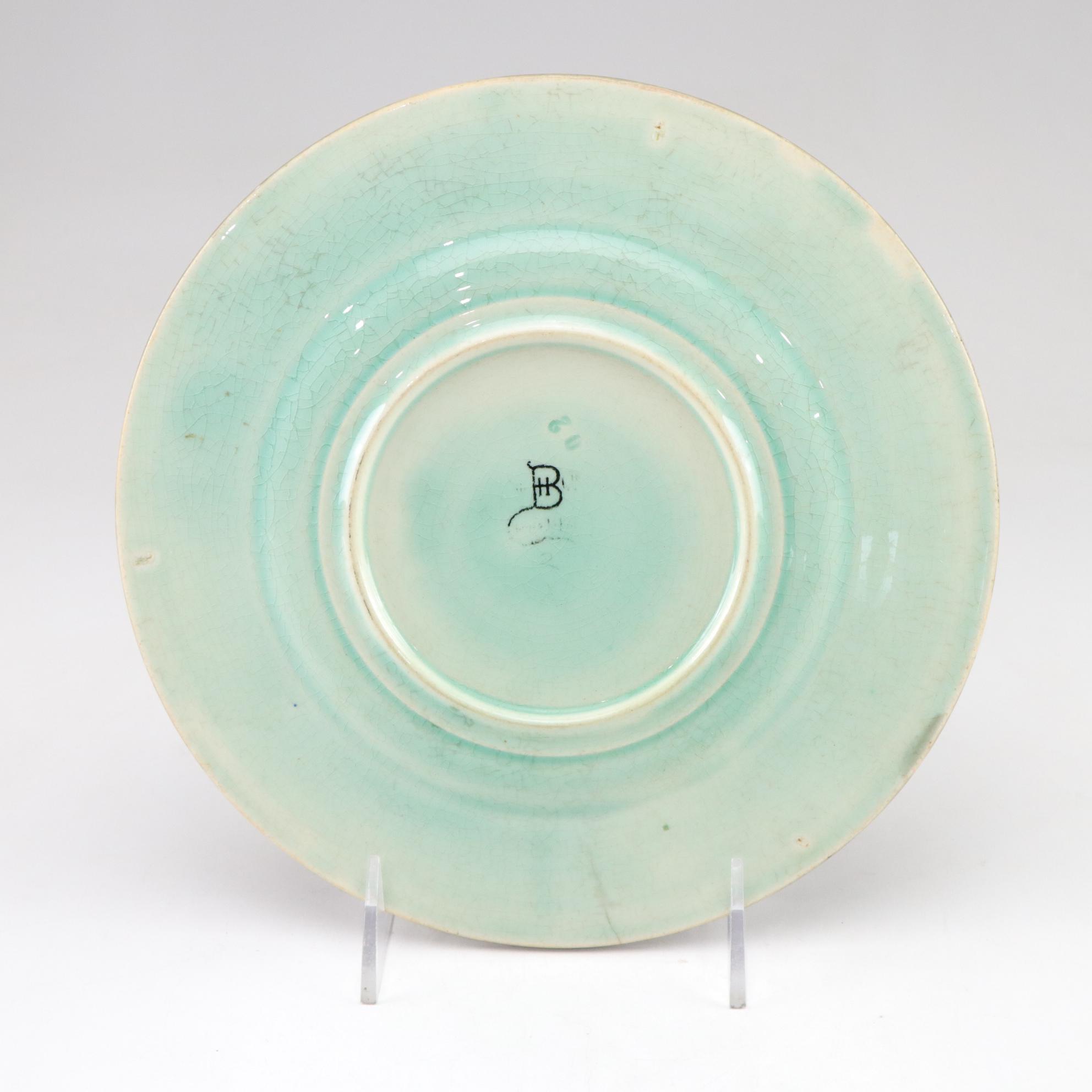 H. Boulenger & Cie Majolica Plates & Candle Holder