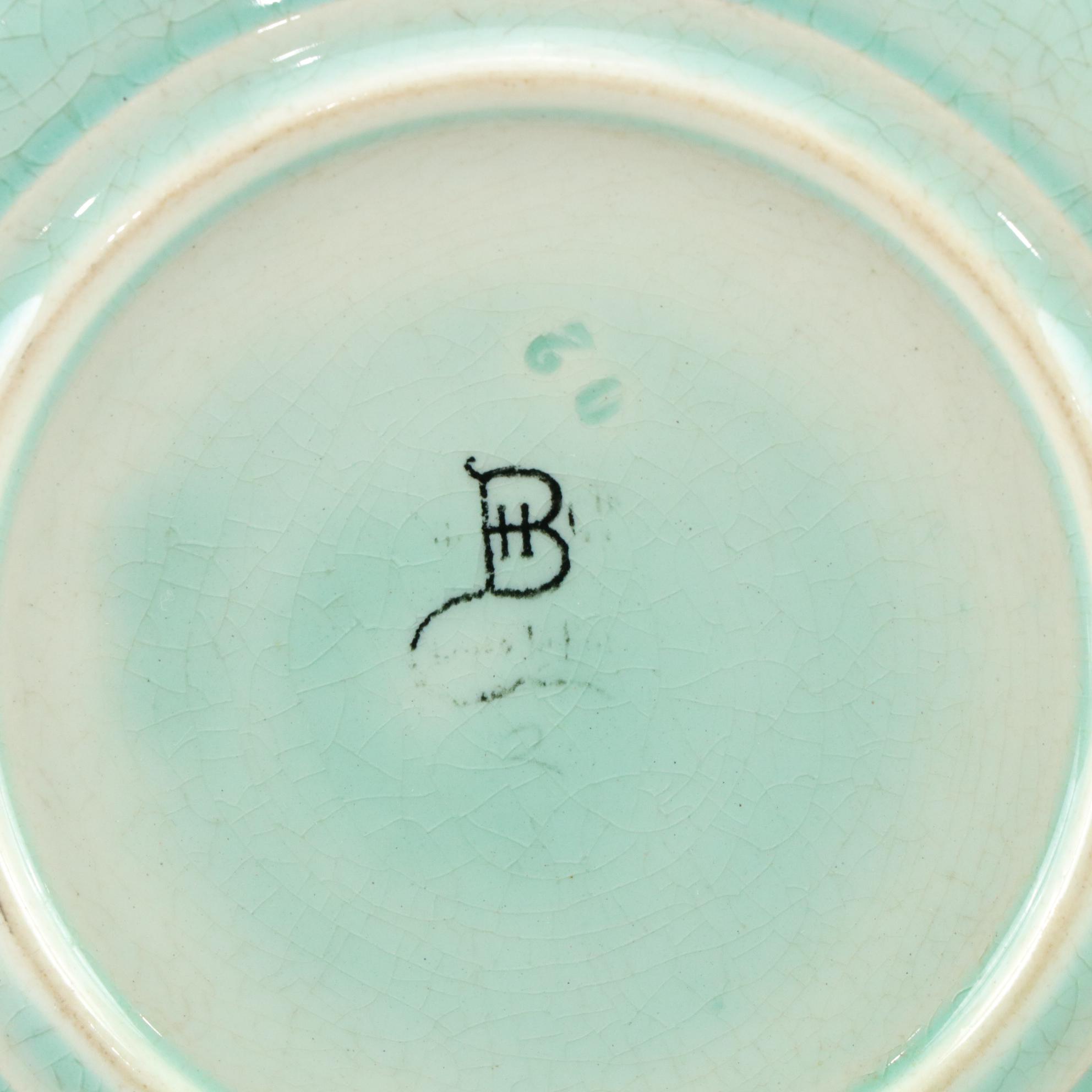 H. Boulenger & Cie Majolica Plates & Candle Holder