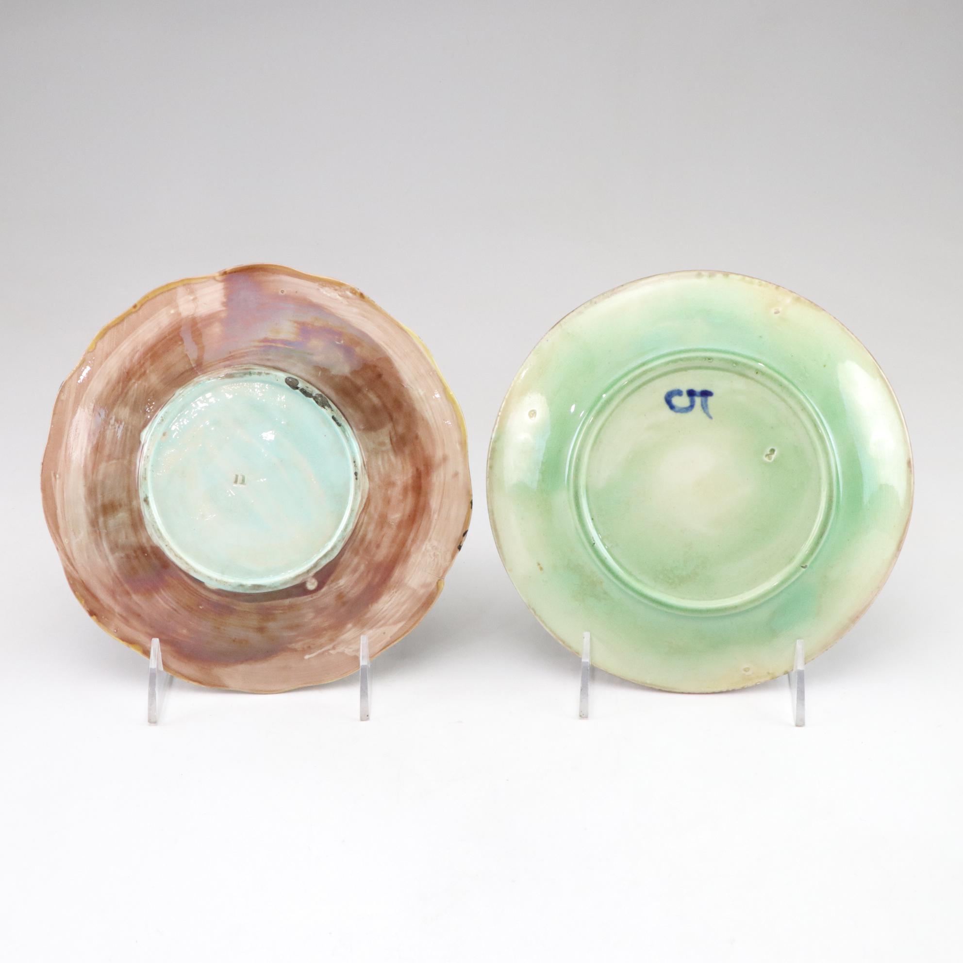 H. Boulenger & Cie Majolica Plates & Candle Holder