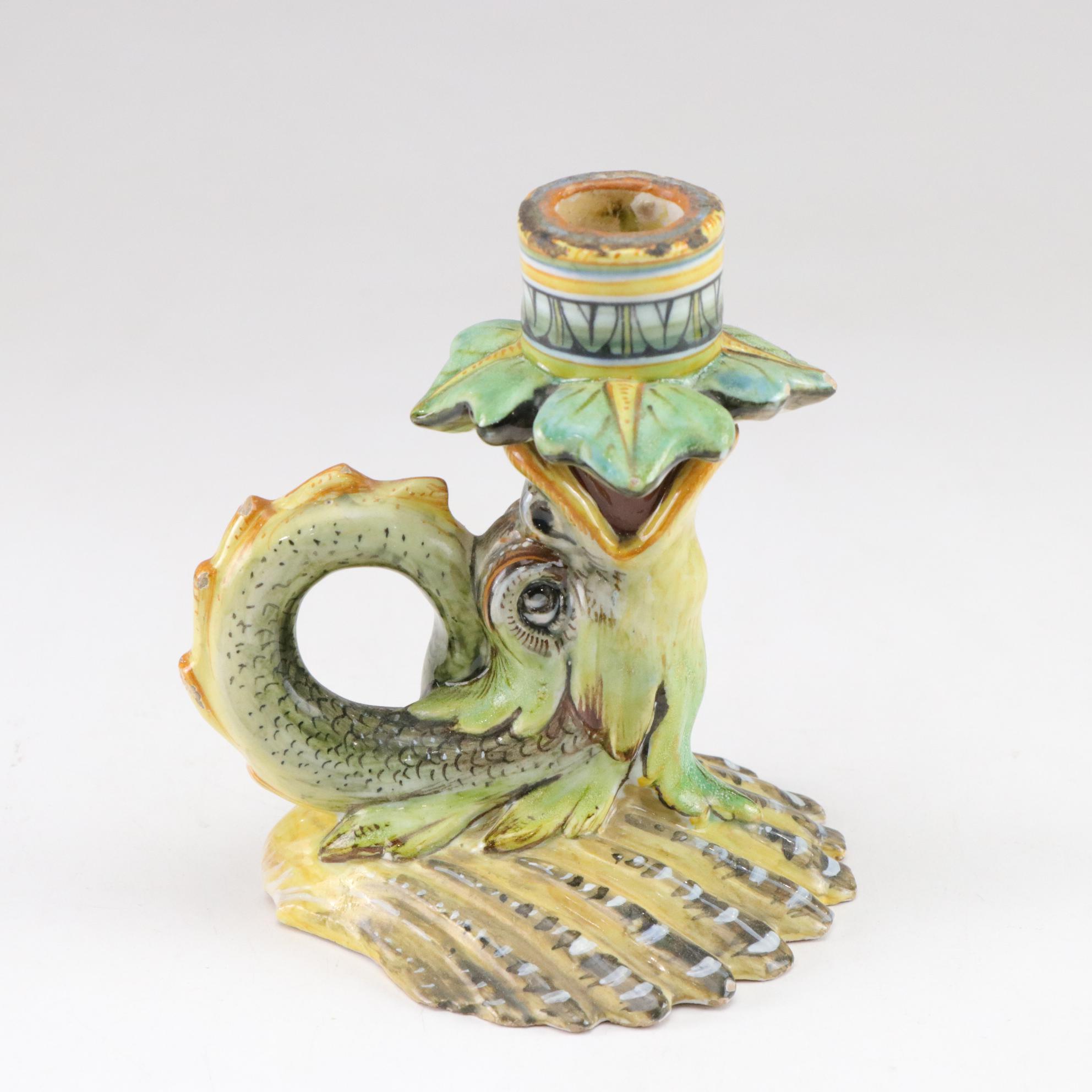 H. Boulenger & Cie Majolica Plates & Candle Holder