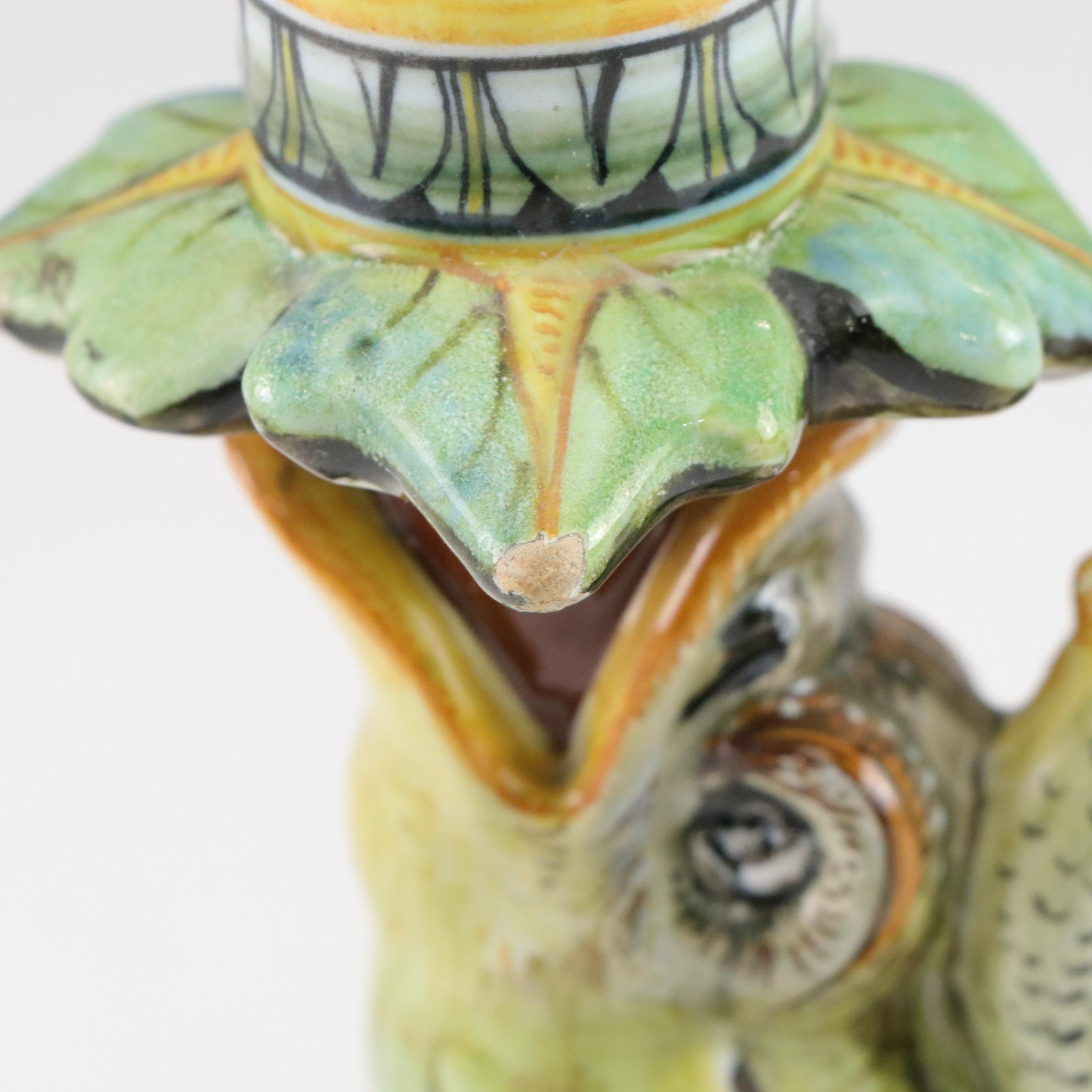 H. Boulenger & Cie Majolica Plates & Candle Holder