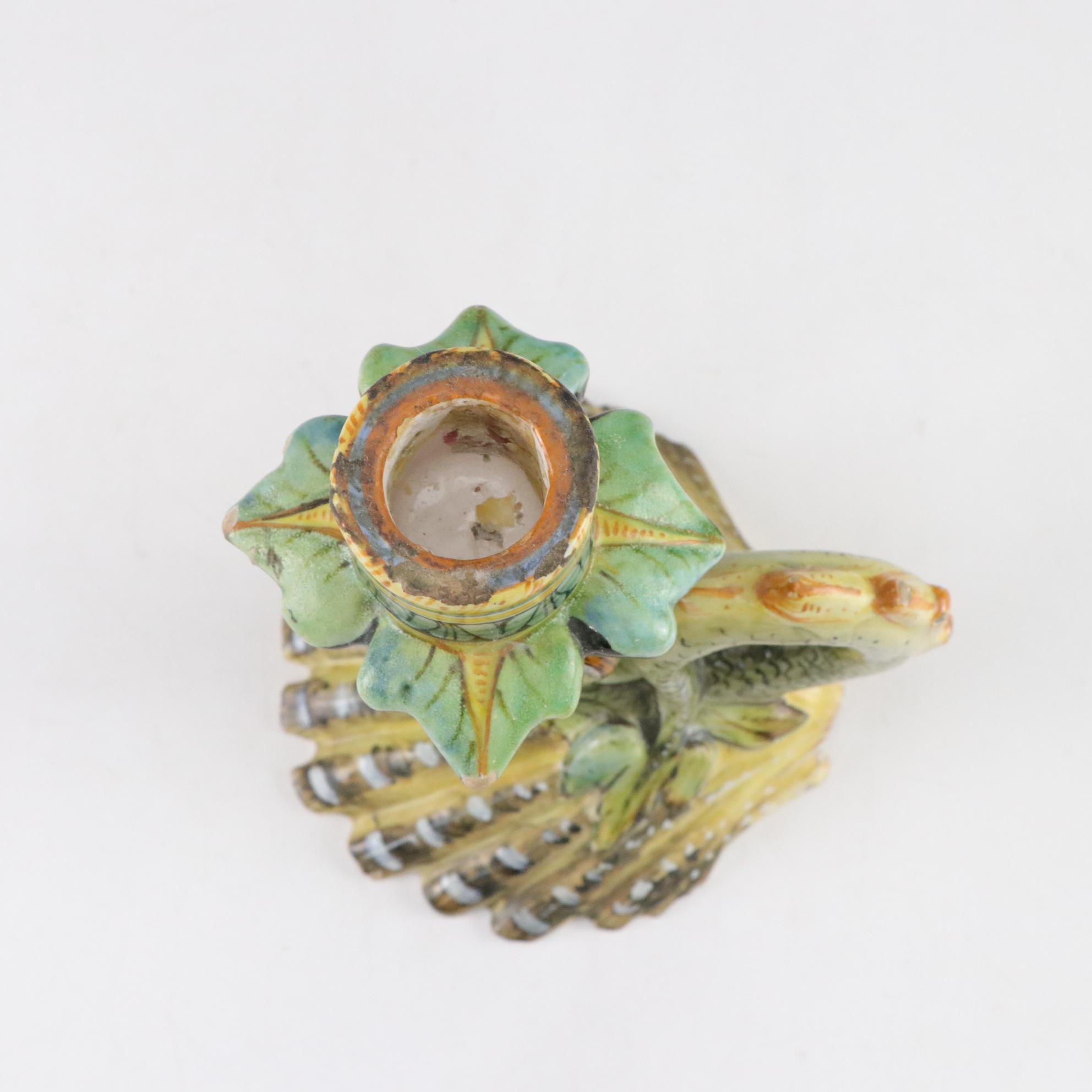 H. Boulenger & Cie Majolica Plates & Candle Holder