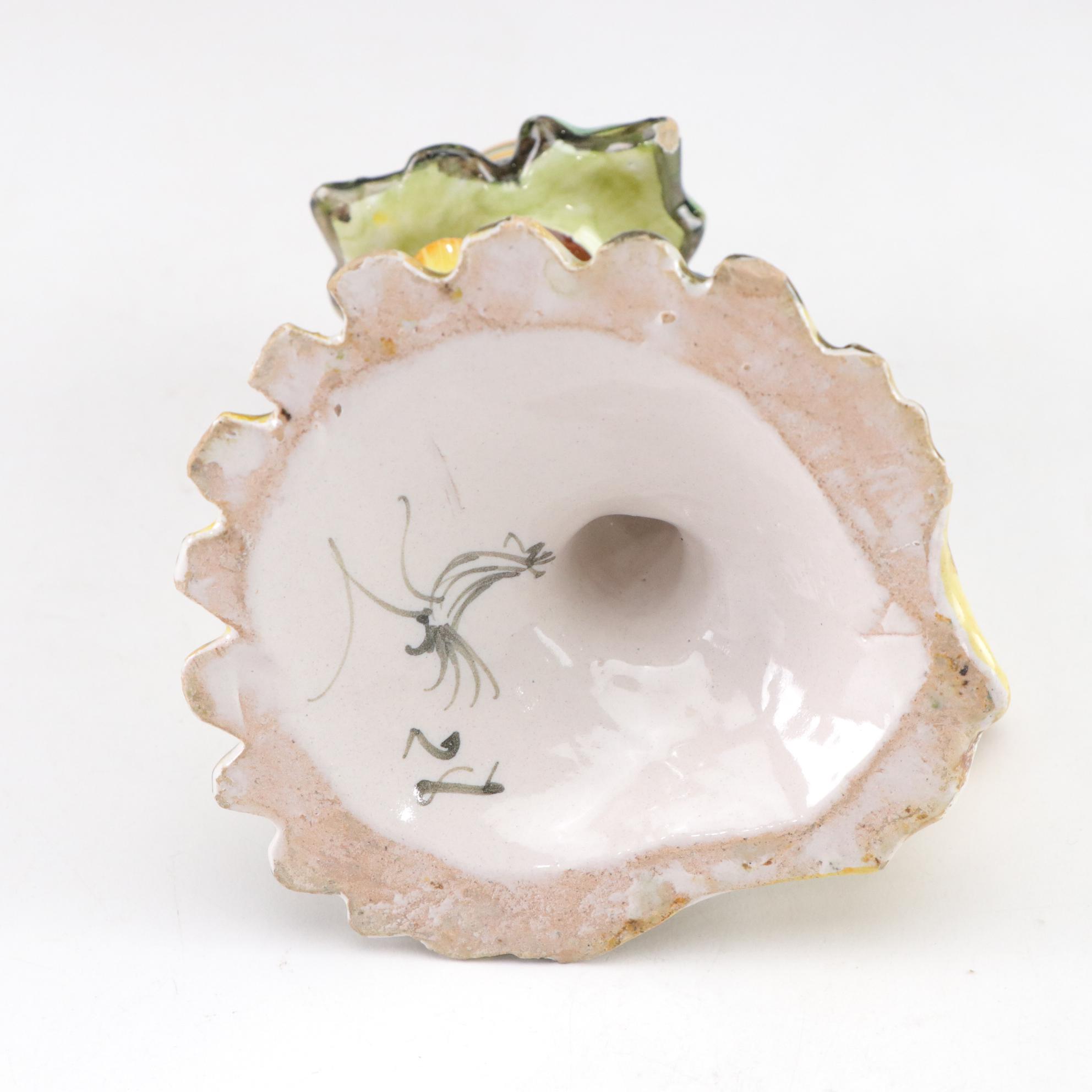 H. Boulenger & Cie Majolica Plates & Candle Holder