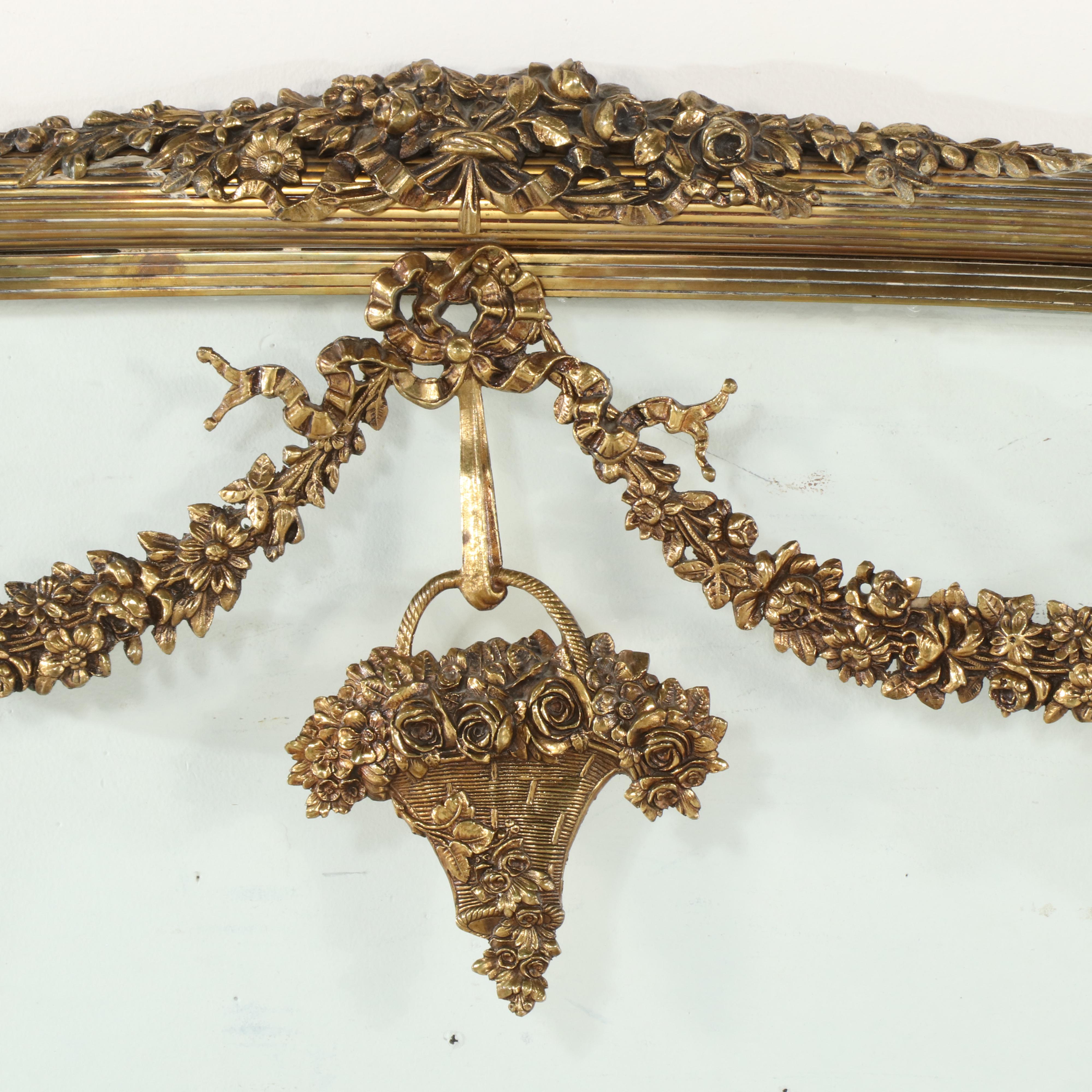 French Belle Époque Gilt Metal Full Size Bed with Glass Headboard