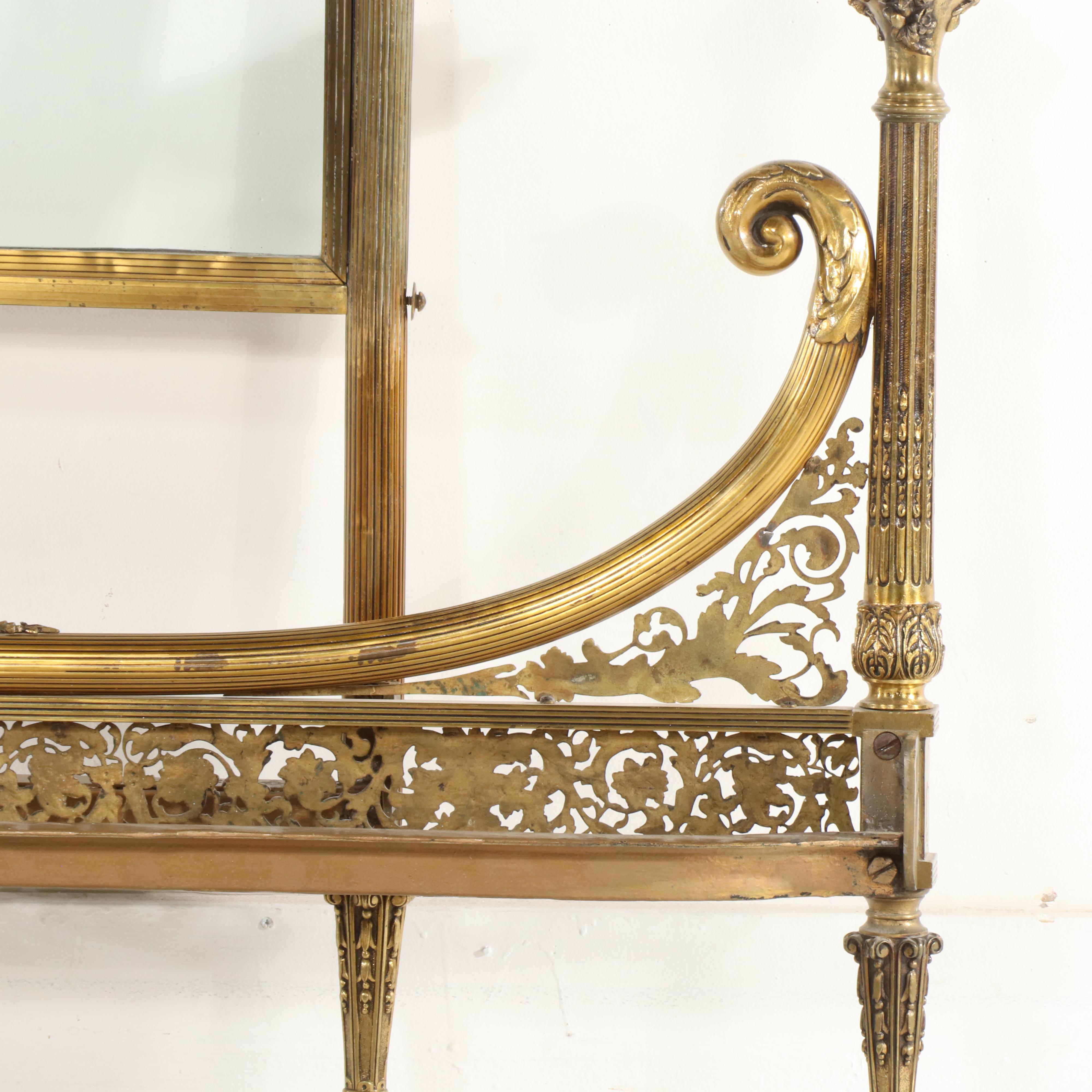 French Belle Époque Gilt Metal Full Size Bed with Glass Headboard