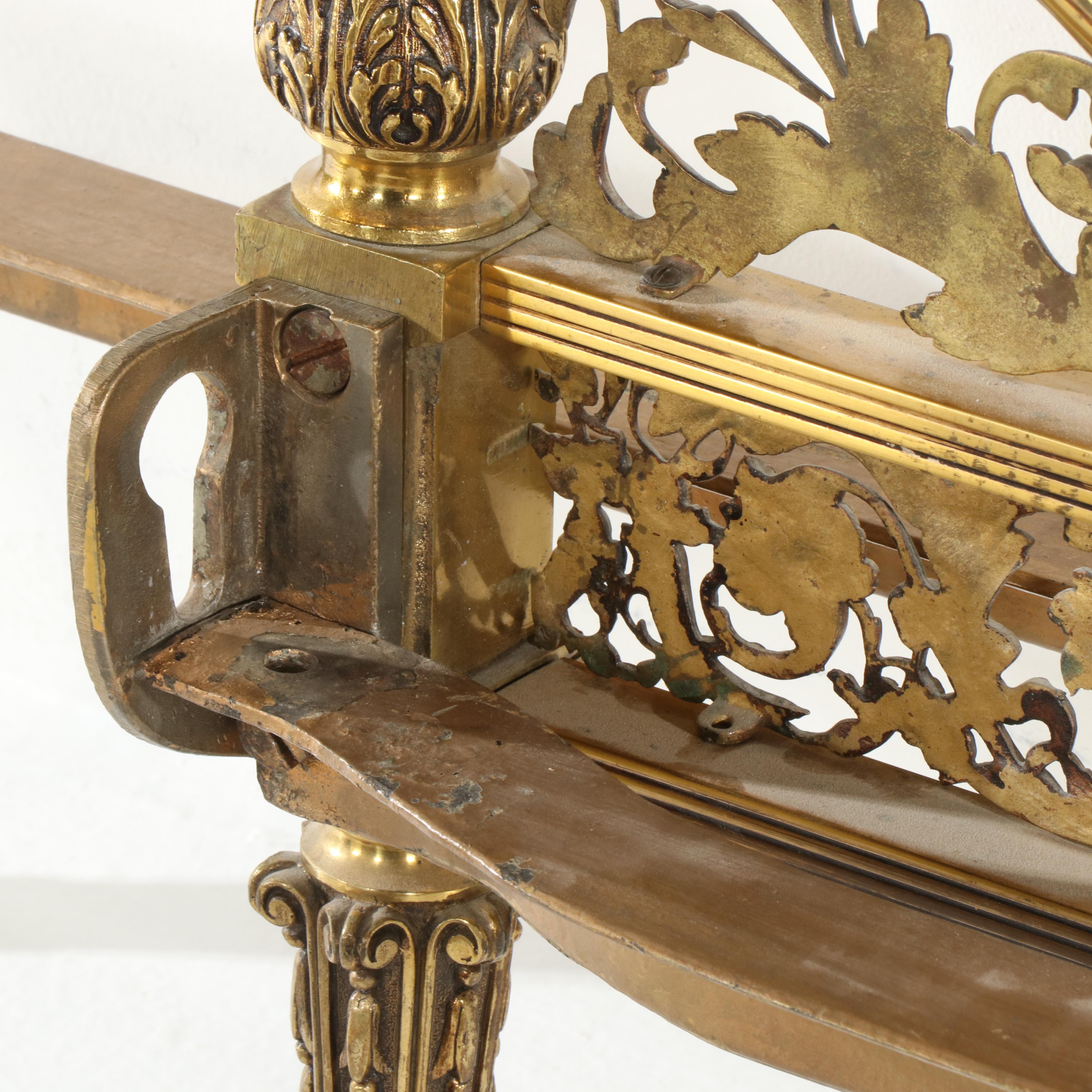 French Belle Époque Gilt Metal Full Size Bed with Glass Headboard