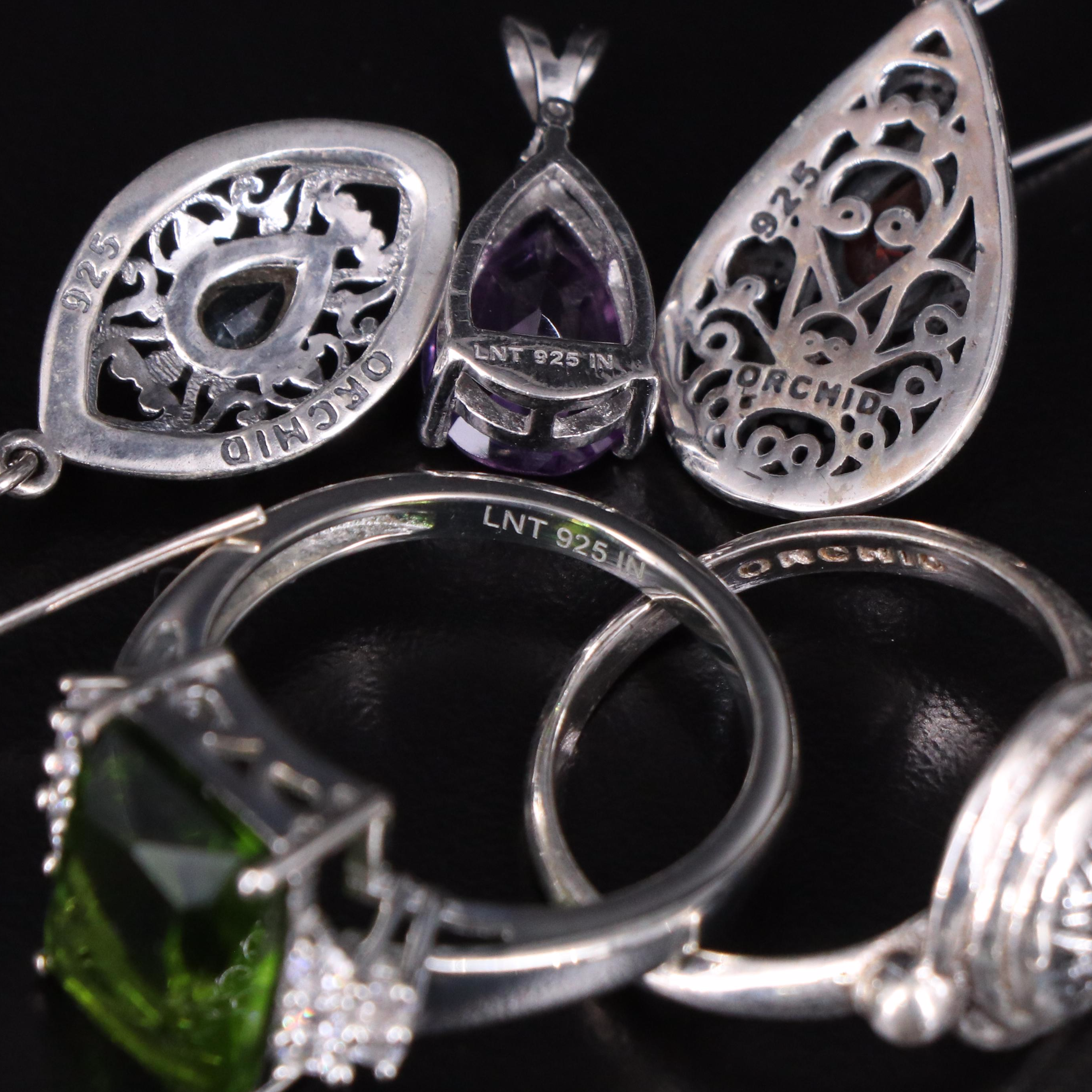 14 Assorted Sterling Silver Rings, Necklaces, Earrings, and Pendants