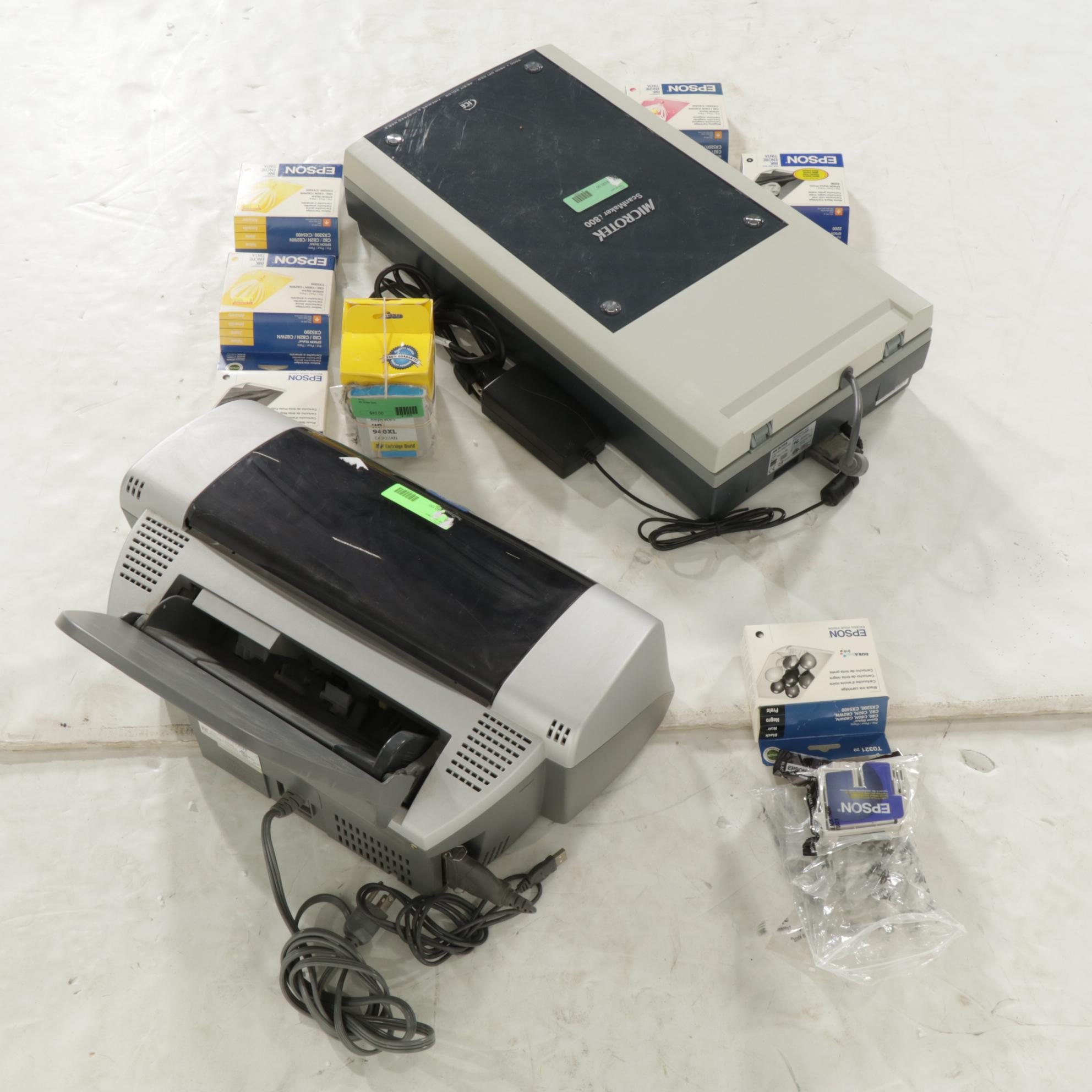 Epson Stylus C82 Ink Jet Printer with Microtek Scanner & Ink Cartridges