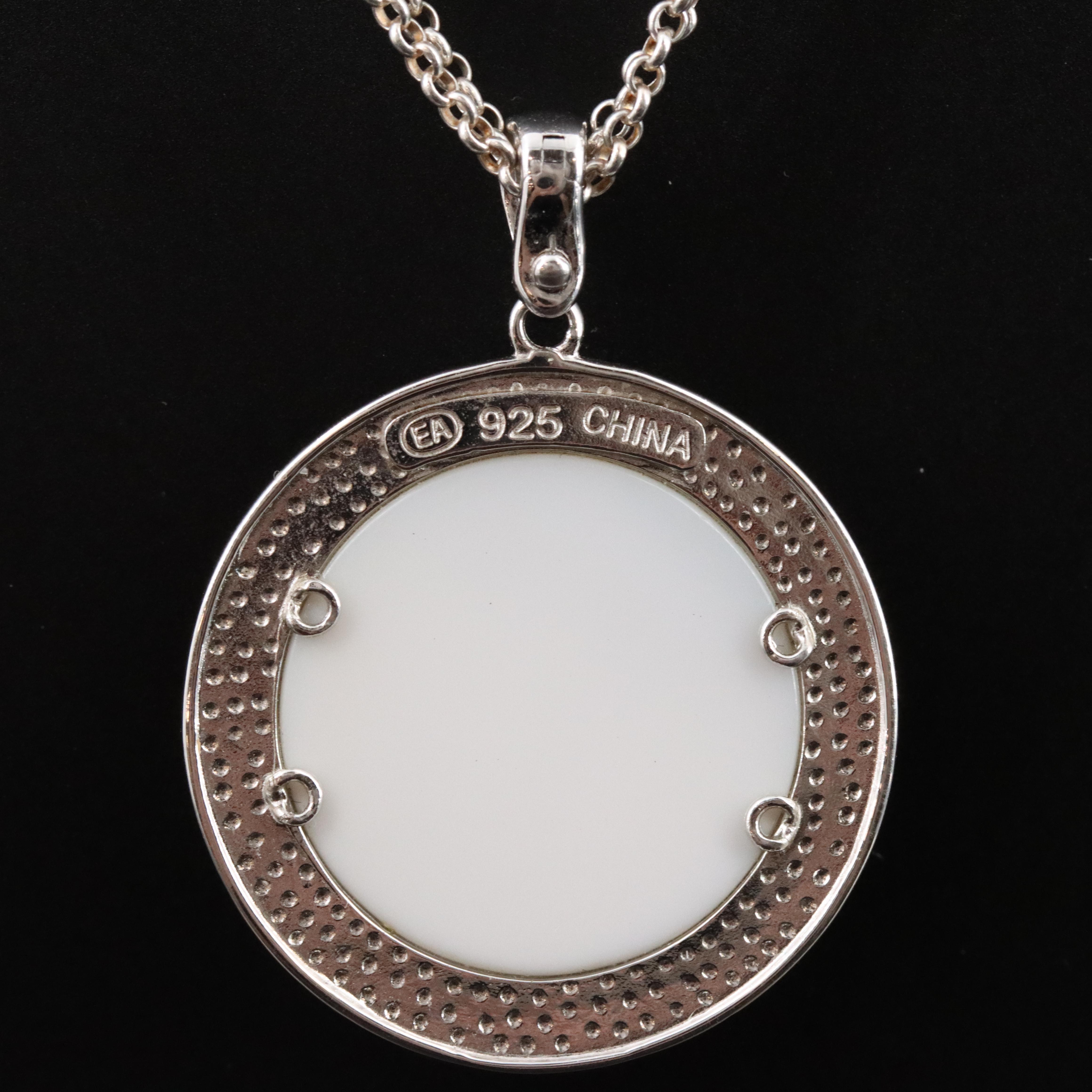 Sterling Agate and Tanzanite Floral Pendant Necklace