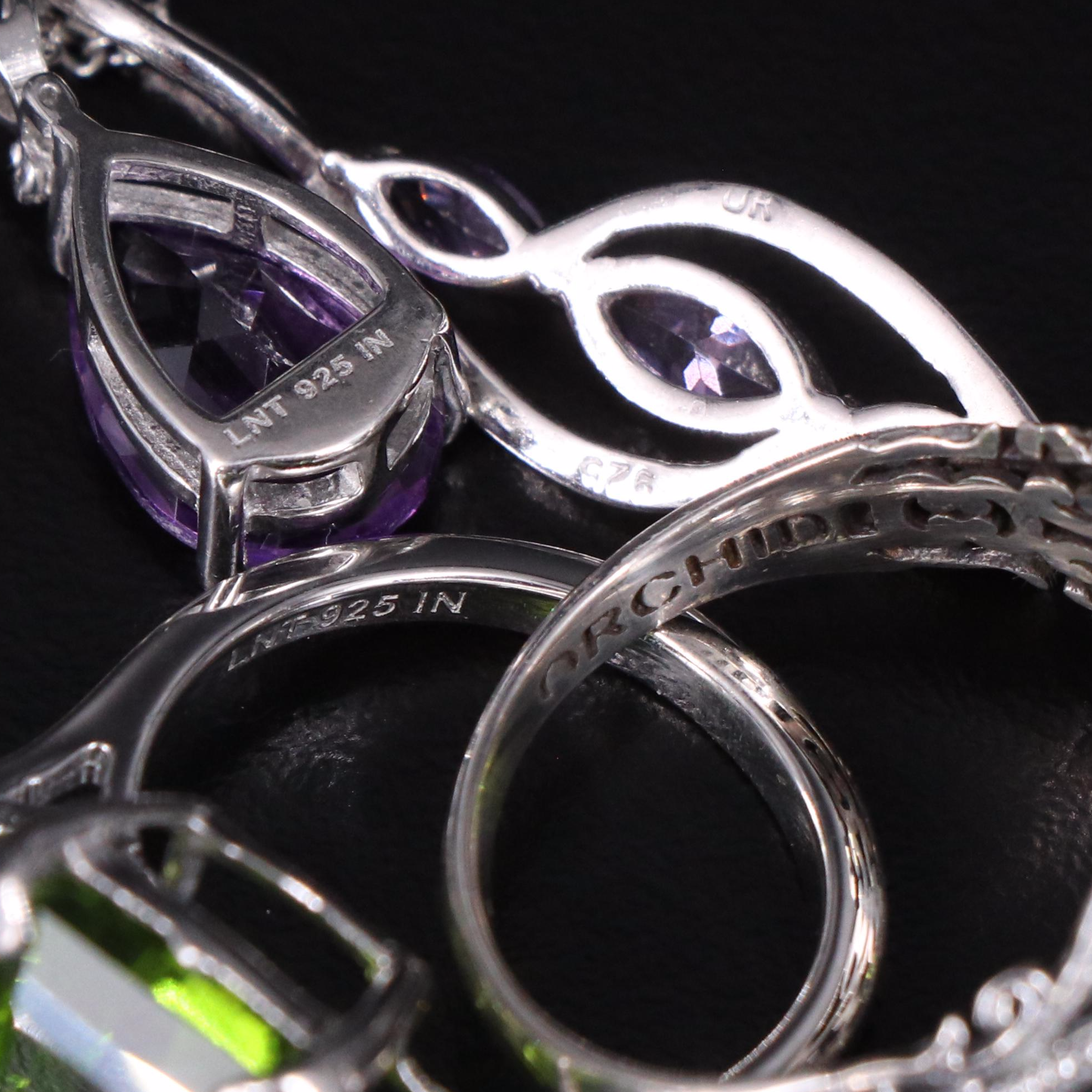 14 Assorted Sterling Silver Rings, Necklaces, Earrings, and Pendants