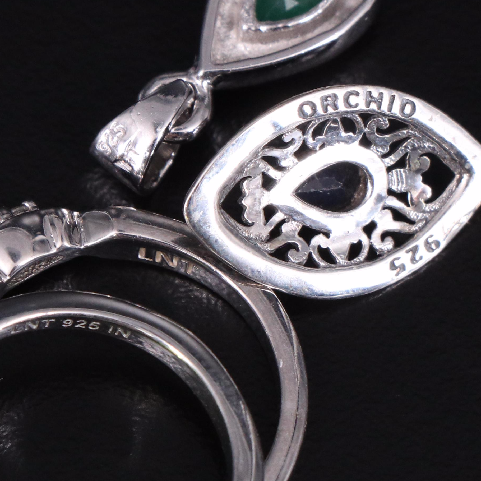 14 Assorted Sterling Silver Rings, Necklaces, Earrings, and Pendants