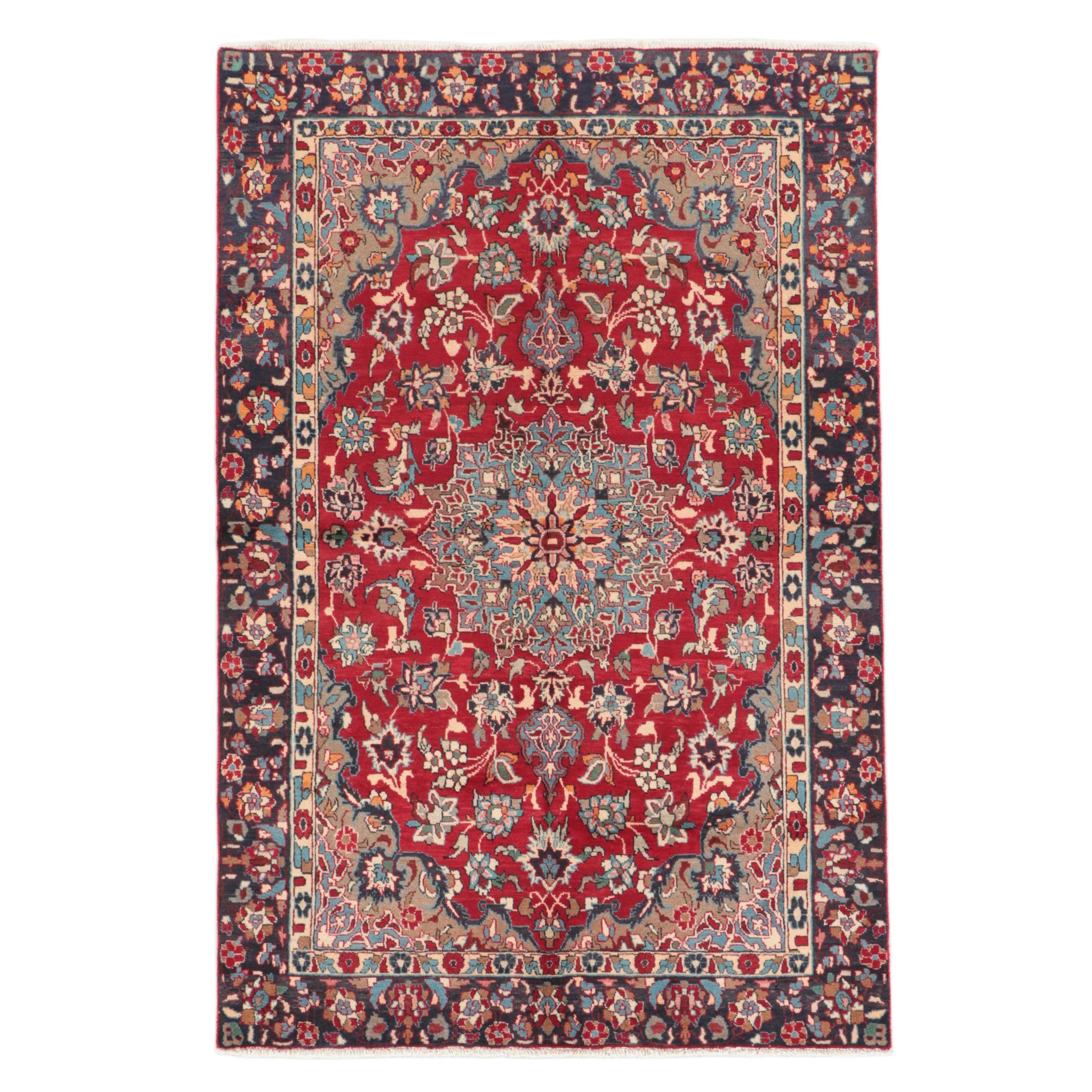 4'9 x 7'2 Hand-Knotted Persian Mashhad Area Rug