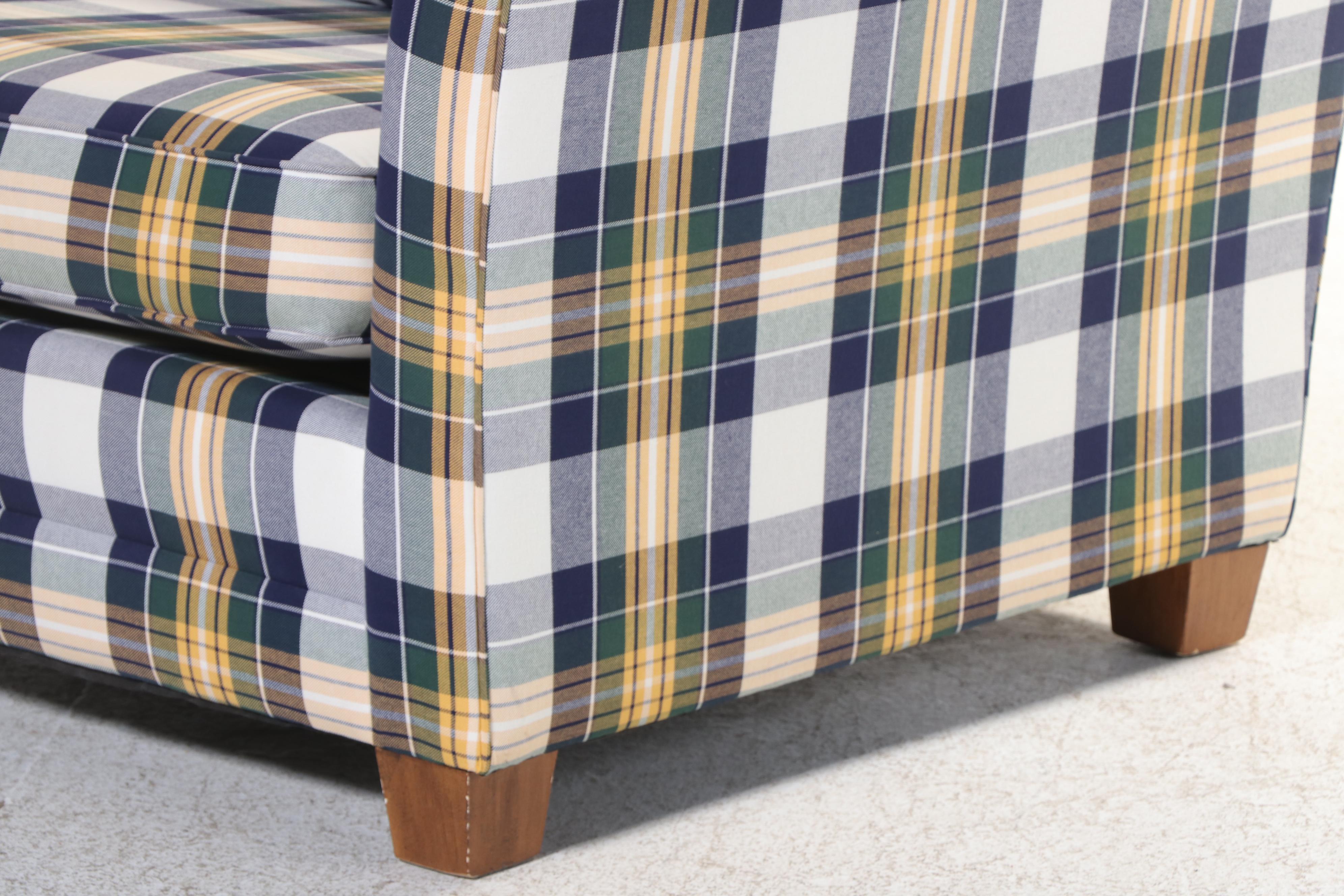 Drexel Heritage Plaid-Upholstered Chair-and-a-Half