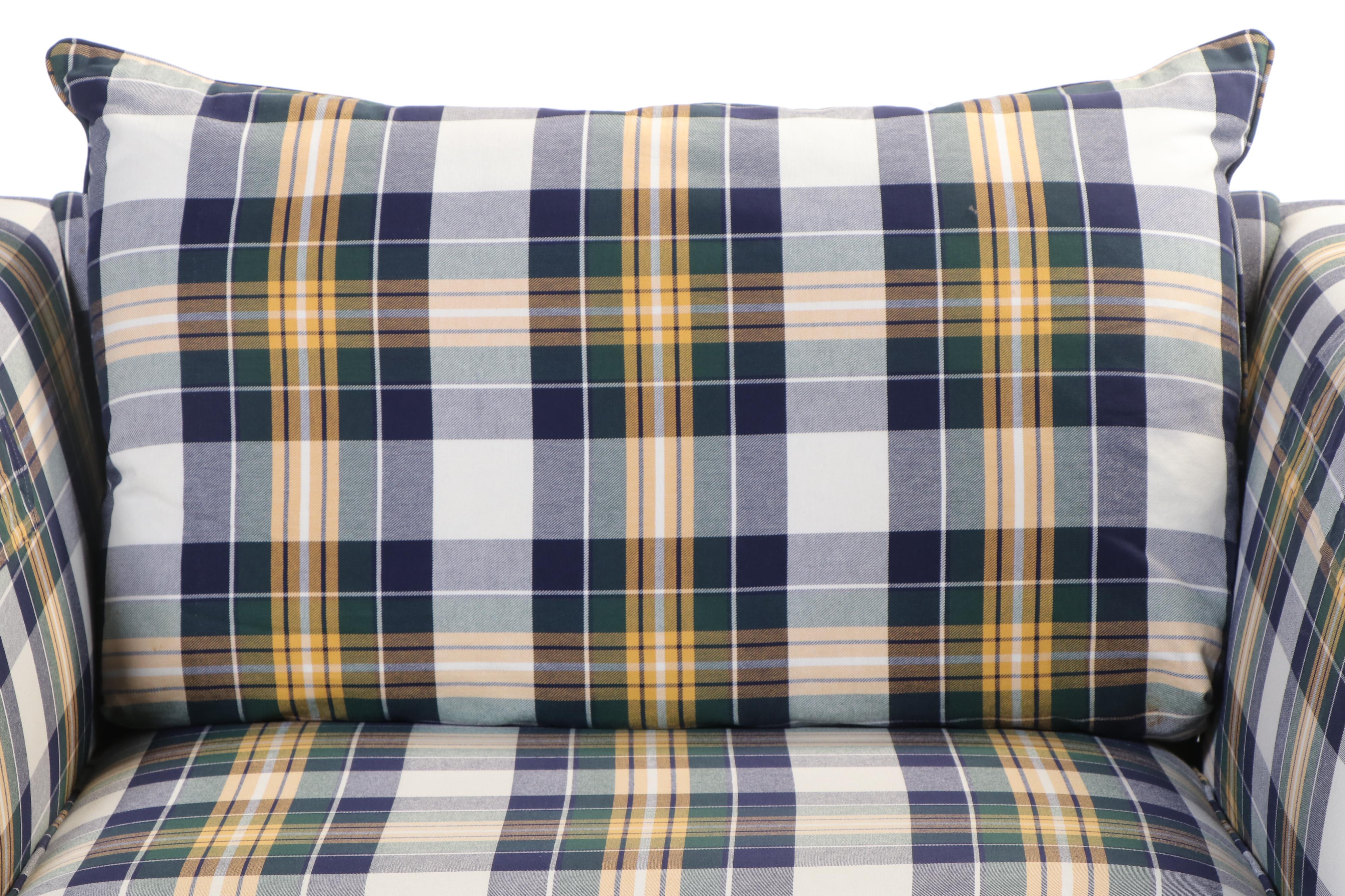 Drexel Heritage Plaid-Upholstered Chair-and-a-Half