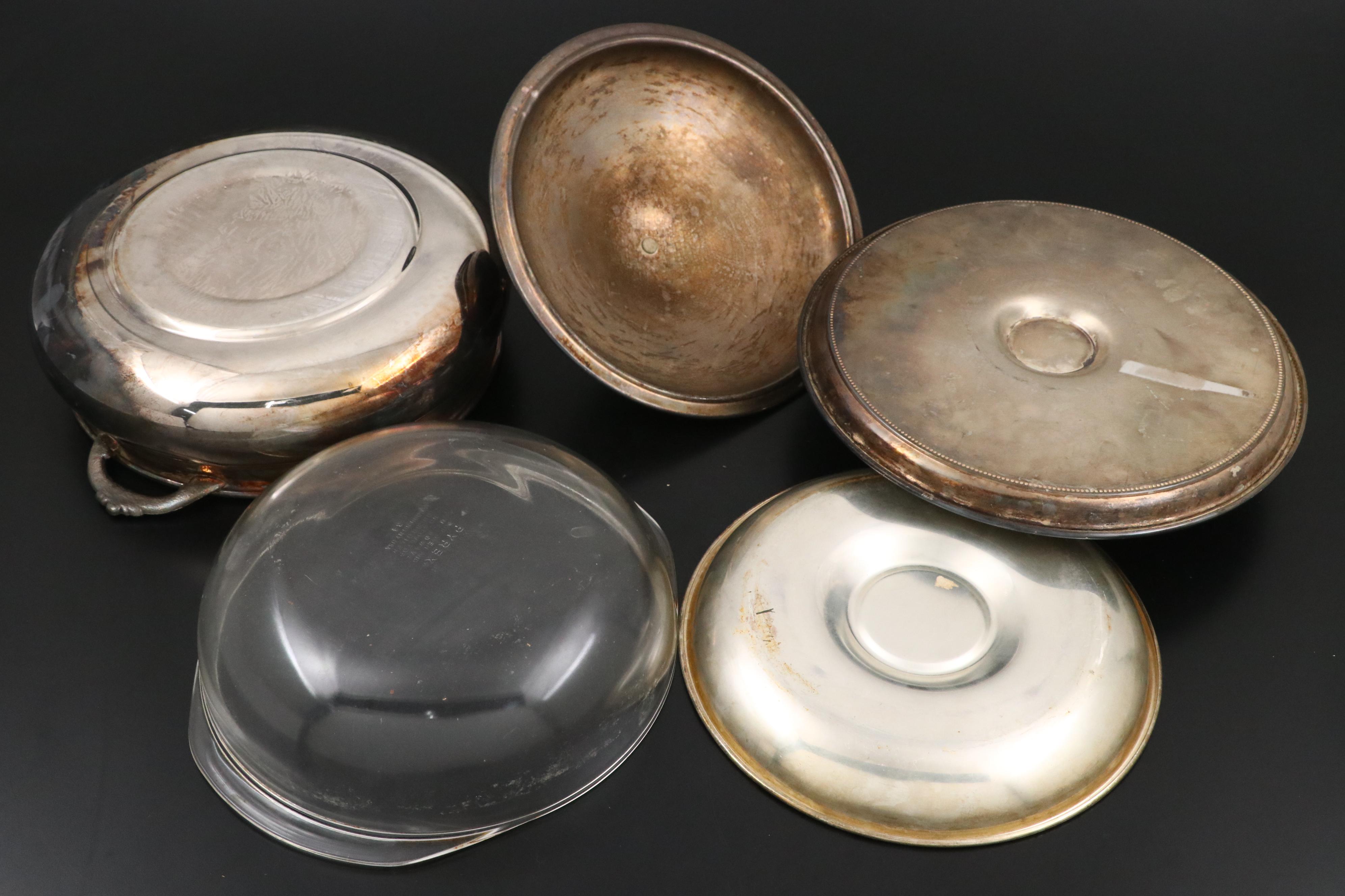 Gorham Silver Plate Celery and "Heritage" Tray with Other Silver Plate Serveware