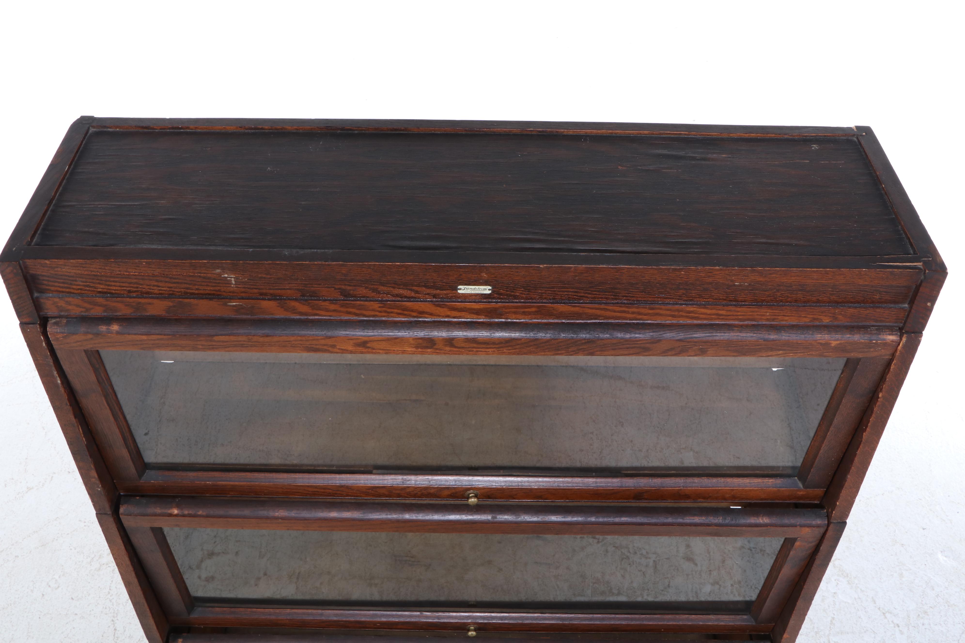 Lundstrom Oak Four-Stack Barrister's Bookcase w/ Base Drawer, Early 20th Century