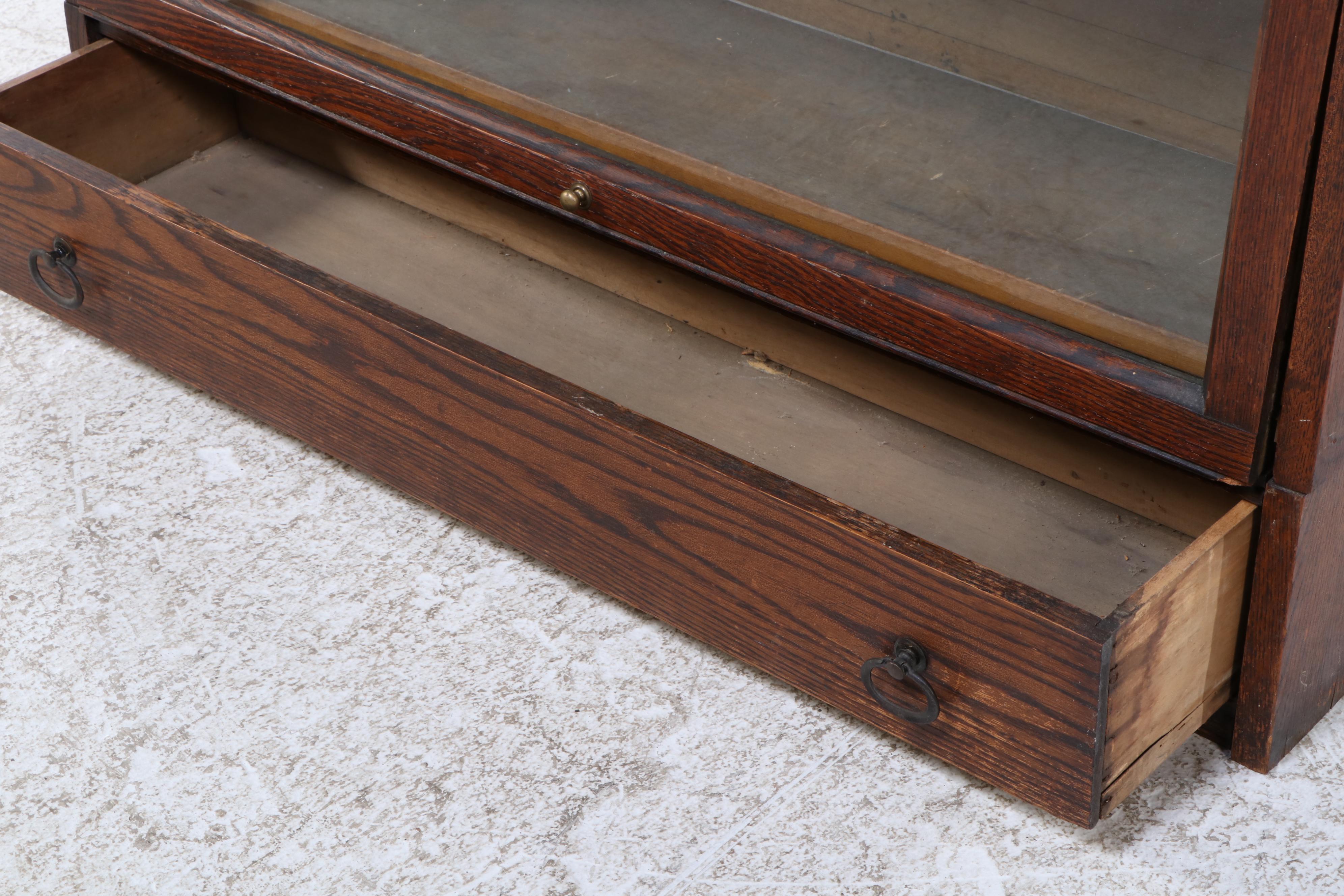 Lundstrom Oak Four-Stack Barrister's Bookcase w/ Base Drawer, Early 20th Century