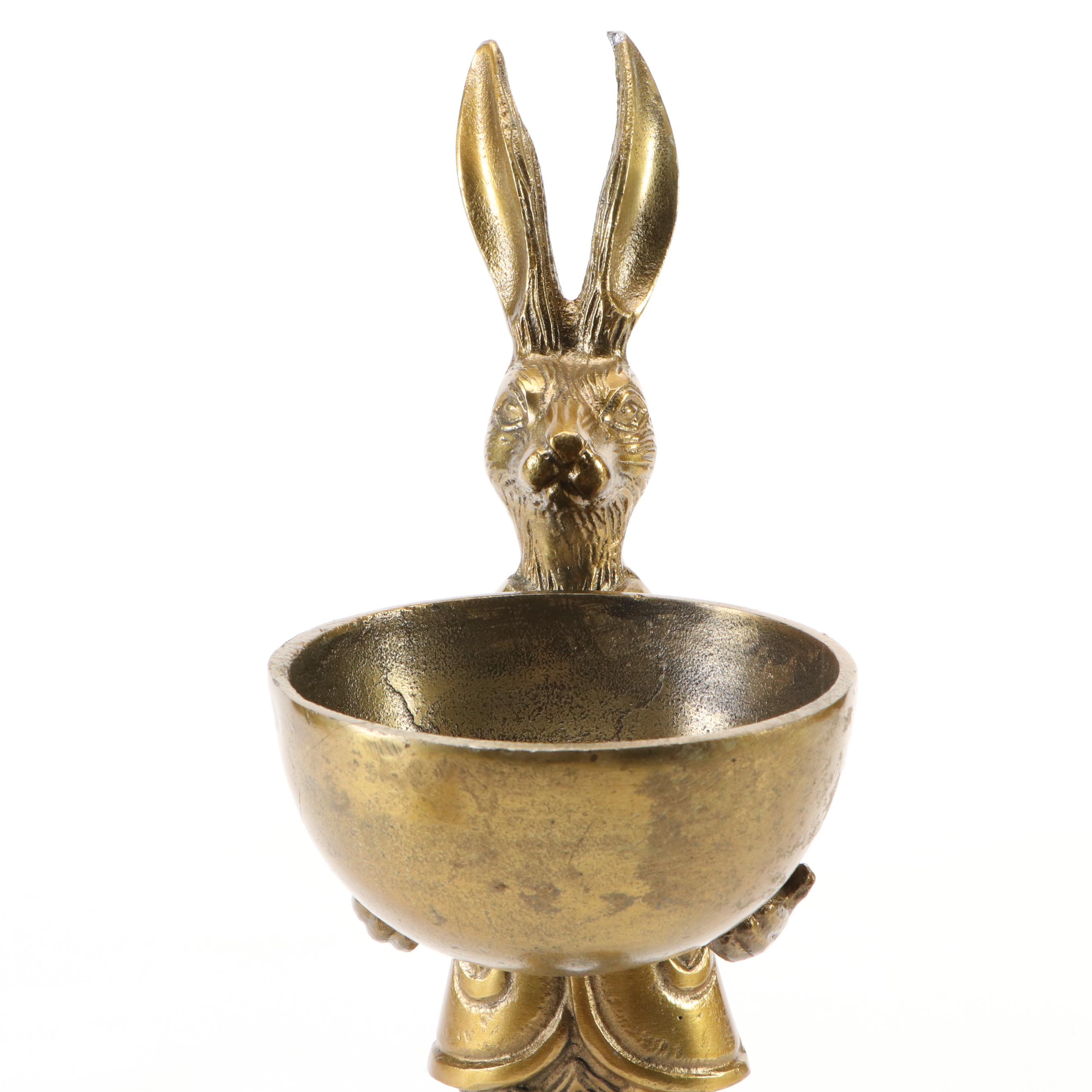 Eric + Eloise Bronzed Aluminum Standing Anthropomorphic Eric The Rabbit Bowl