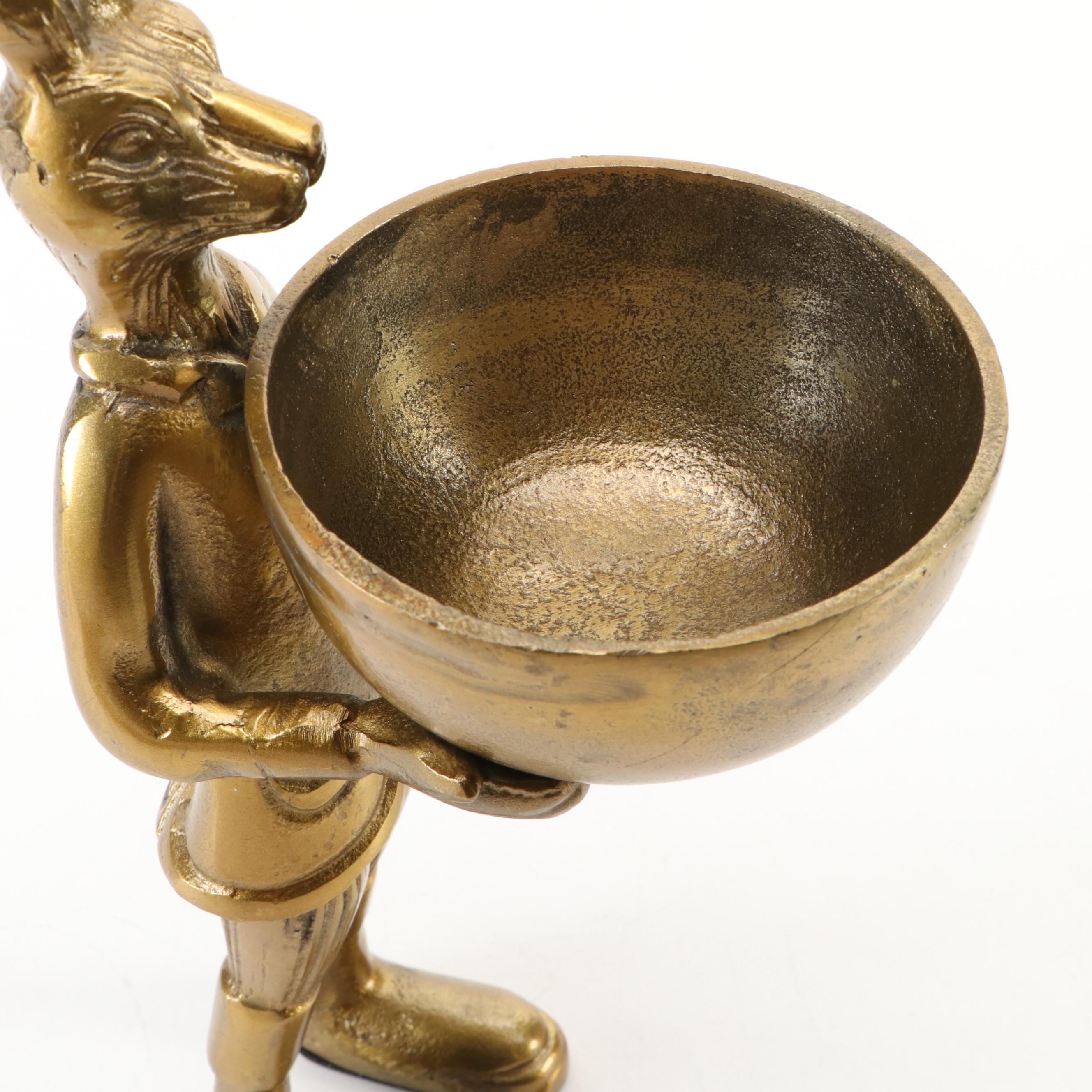 Eric + Eloise Bronzed Aluminum Standing Anthropomorphic Eric The Rabbit Bowl