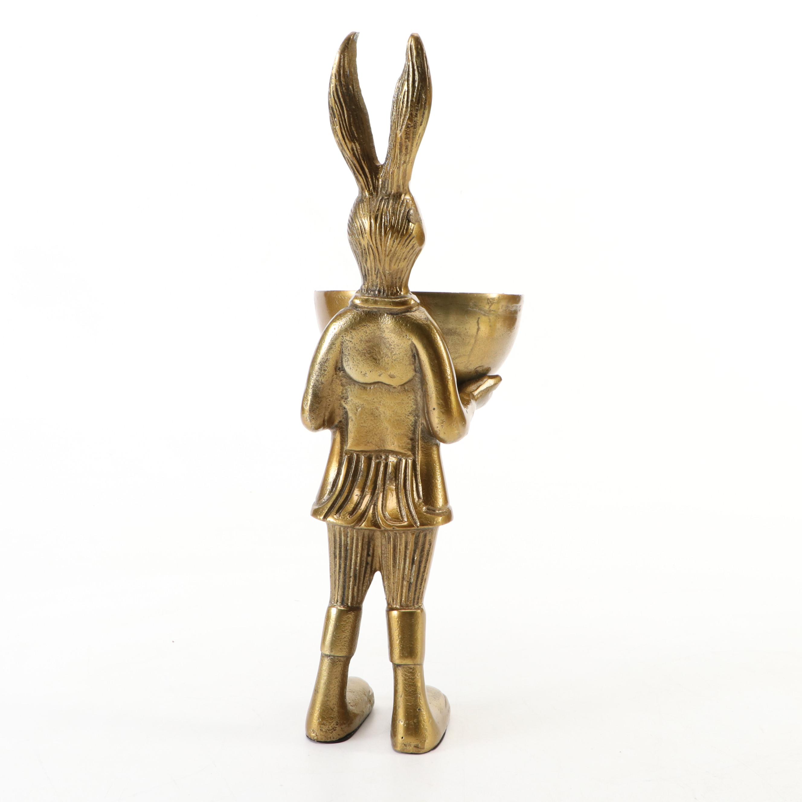 Eric + Eloise Bronzed Aluminum Standing Anthropomorphic Eric The Rabbit Bowl