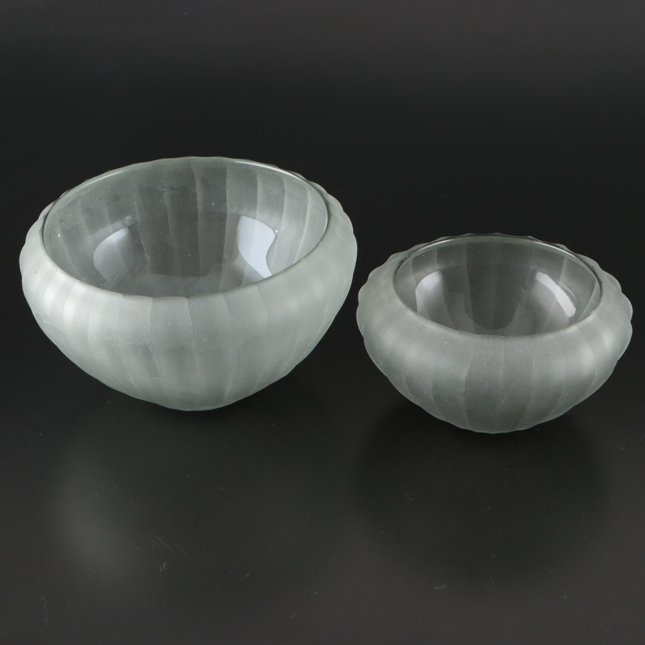 Global Views Glass Vase with Ribbed Glass Planters