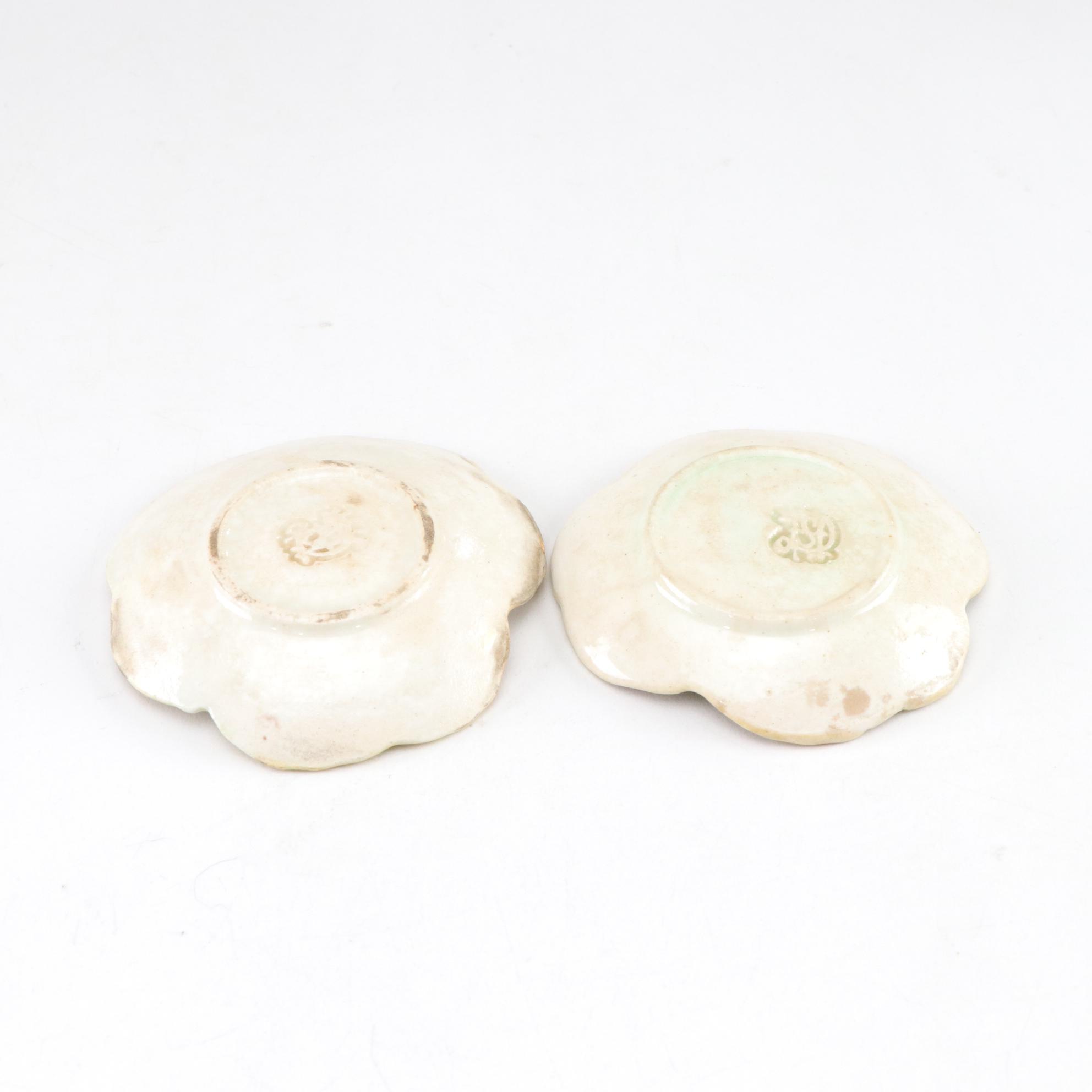 Majolica Leaf Salt Cellars, Plates & Serving Plate