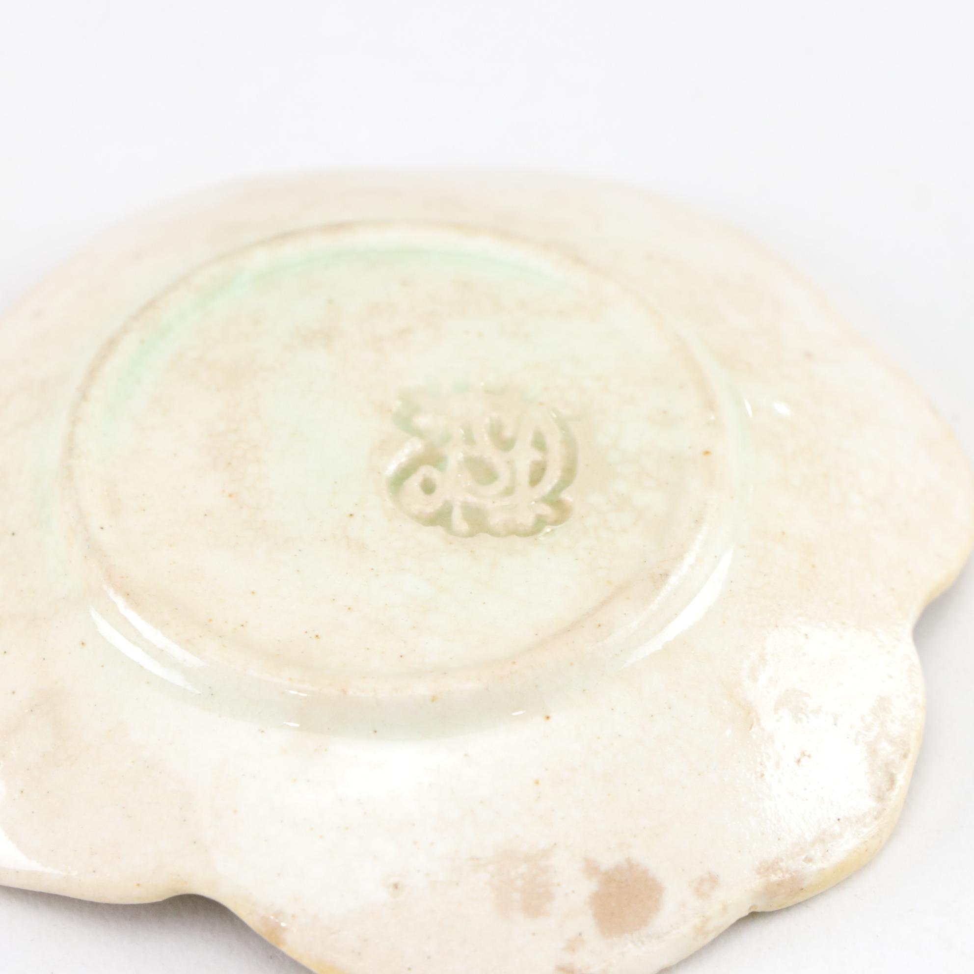 Majolica Leaf Salt Cellars, Plates & Serving Plate