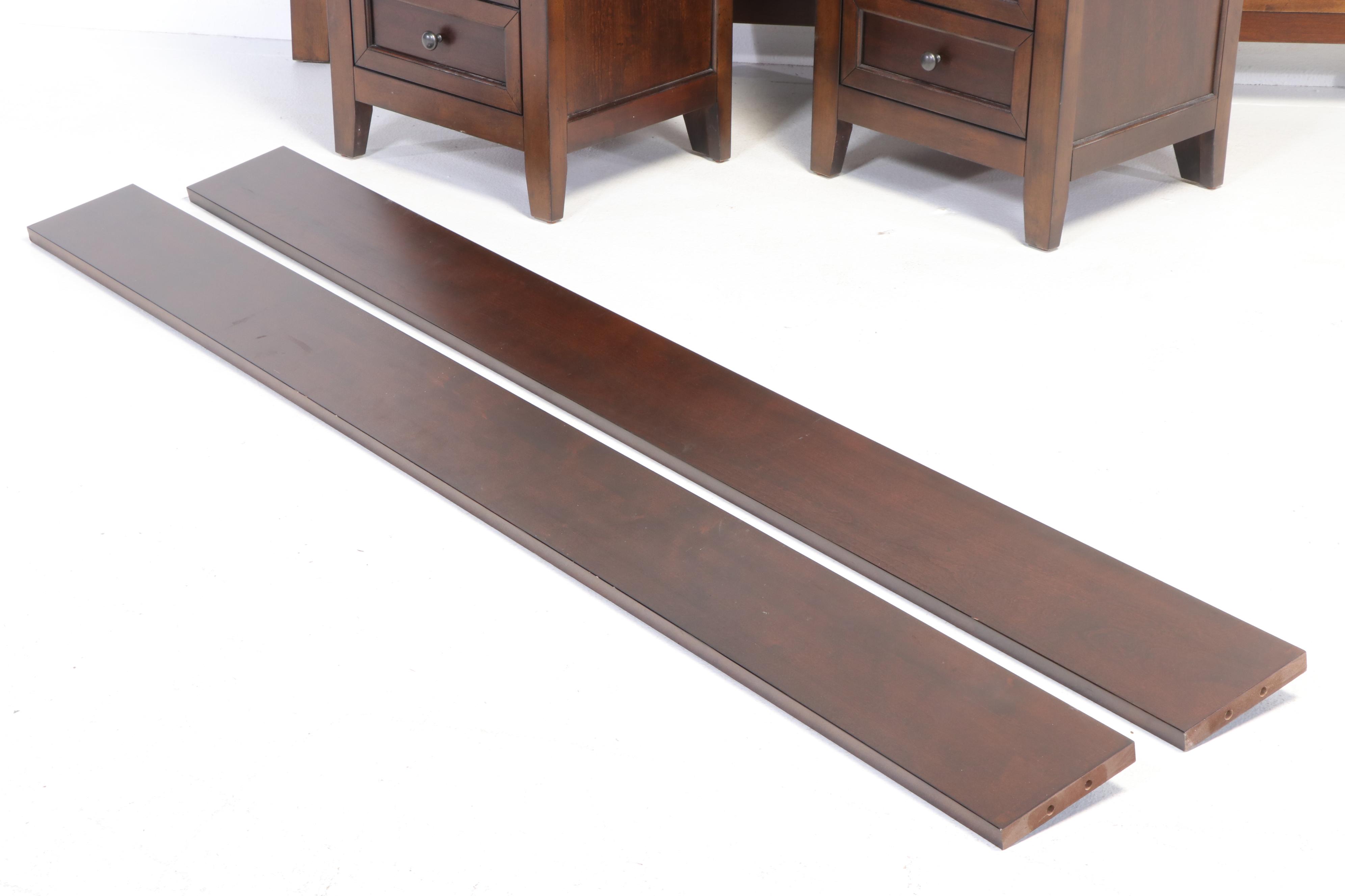 Shaker Style Walnut Finish Panel Queen Bed Frame and Nightstands