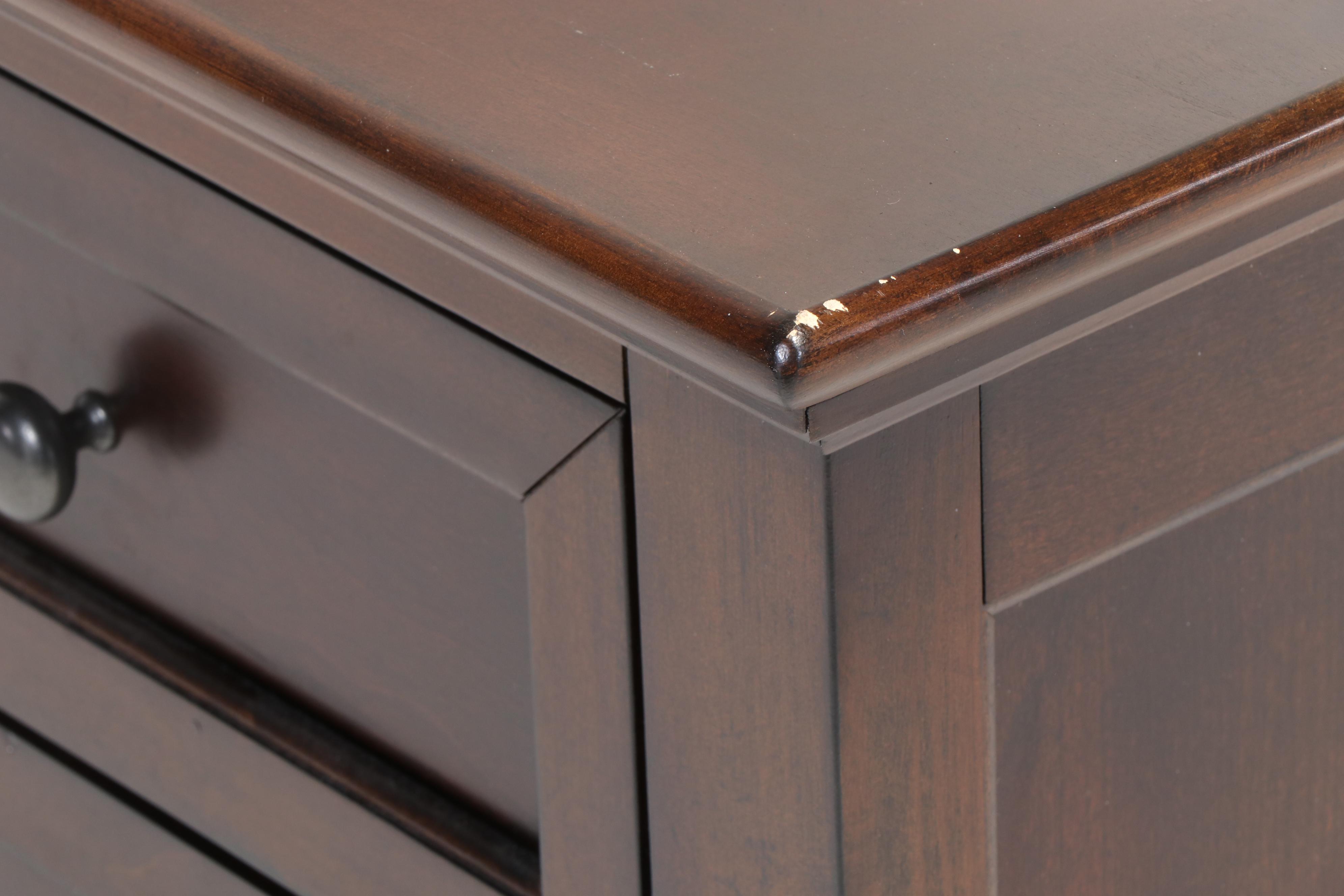 Shaker Style Walnut Finish Panel Queen Bed Frame and Nightstands