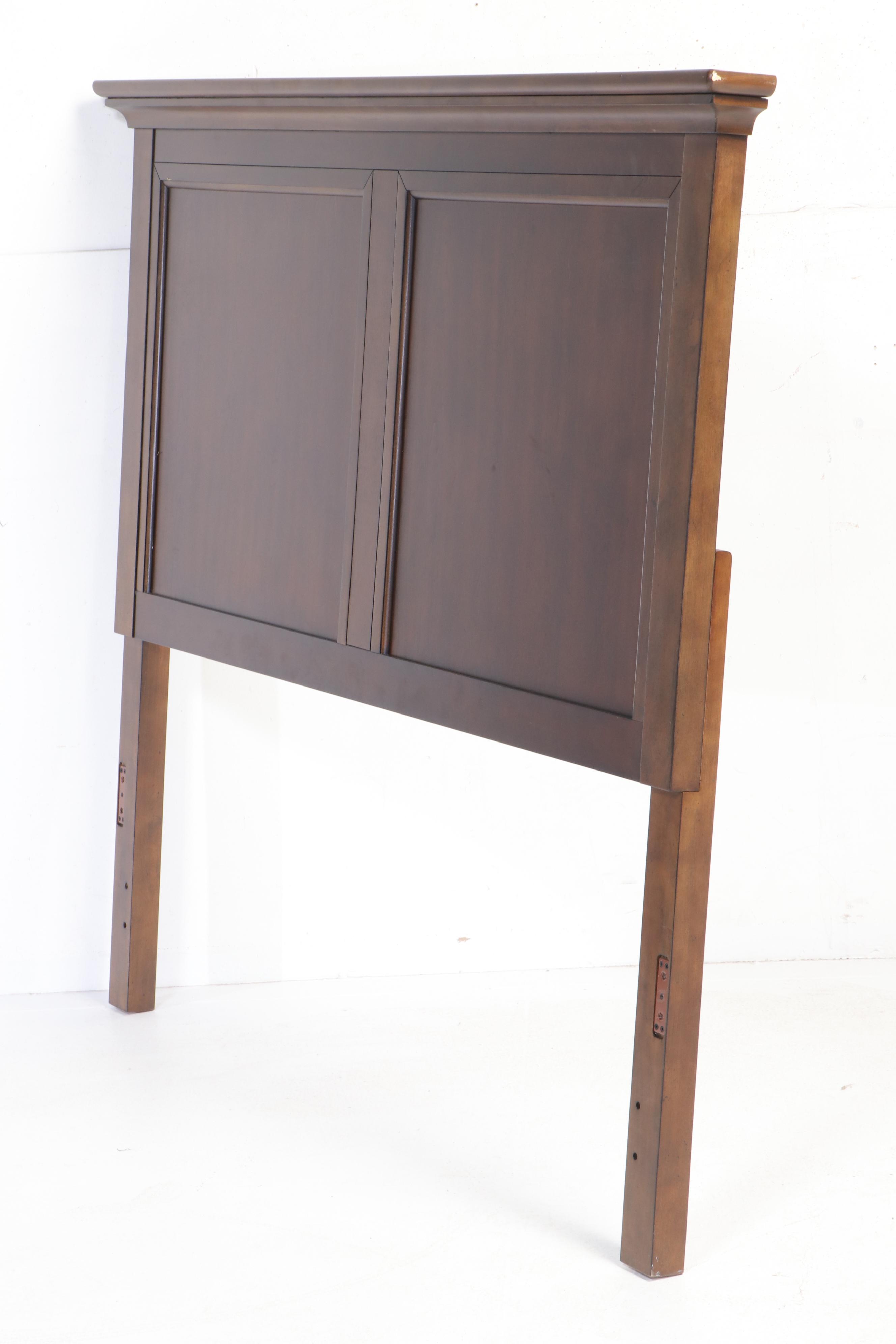 Shaker Style Walnut Finish Panel Queen Bed Frame and Nightstands