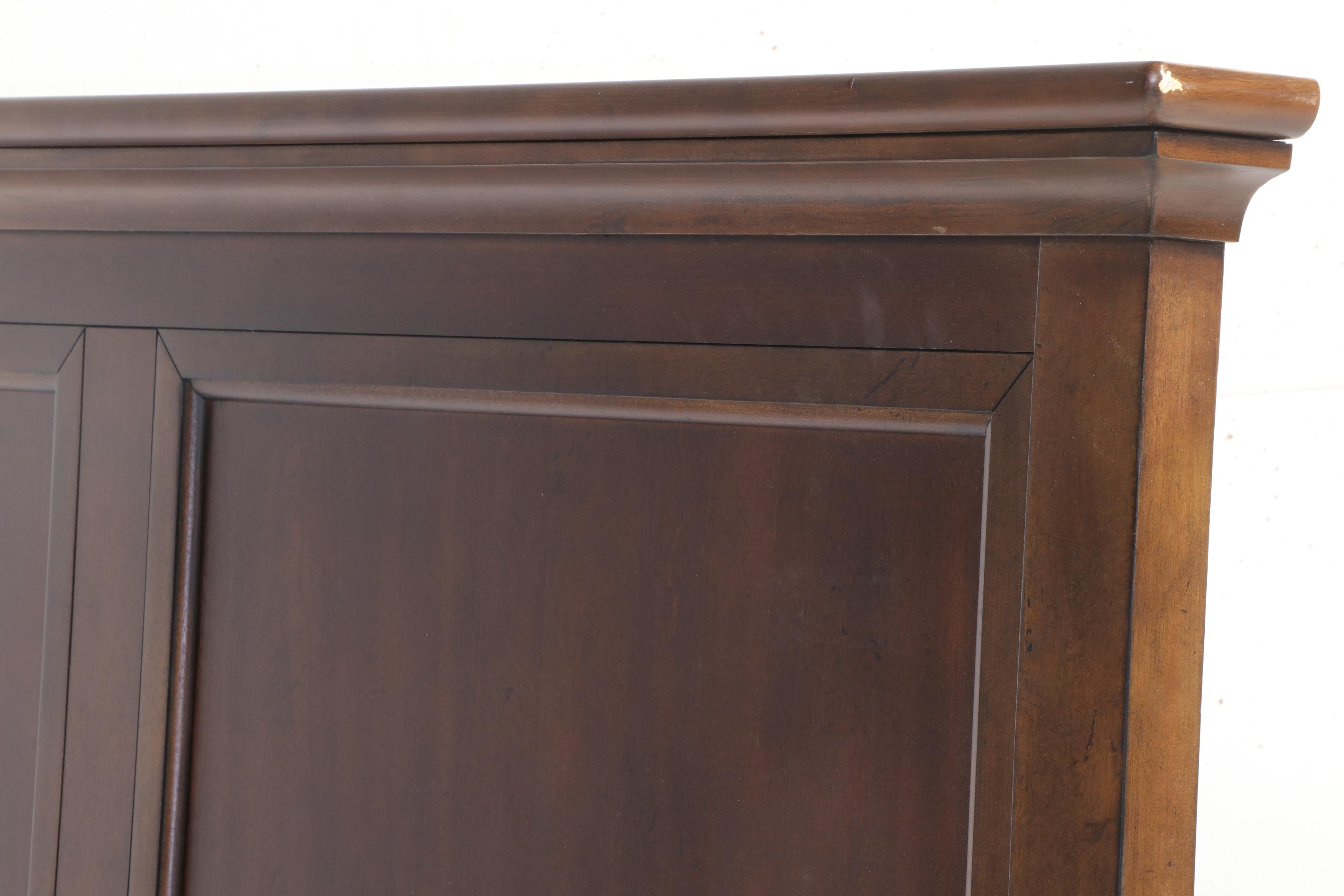 Shaker Style Walnut Finish Panel Queen Bed Frame and Nightstands