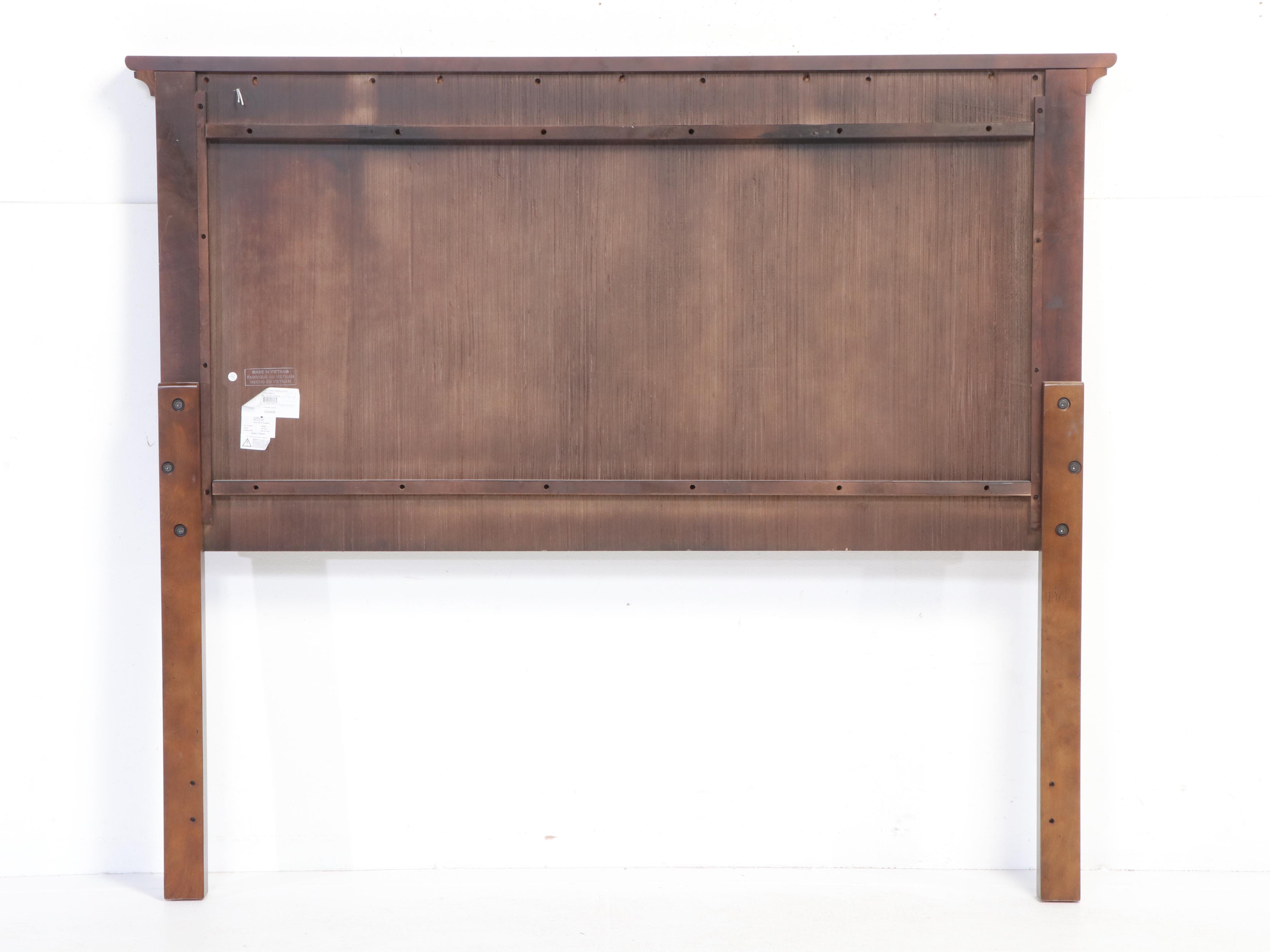 Shaker Style Walnut Finish Panel Queen Bed Frame and Nightstands