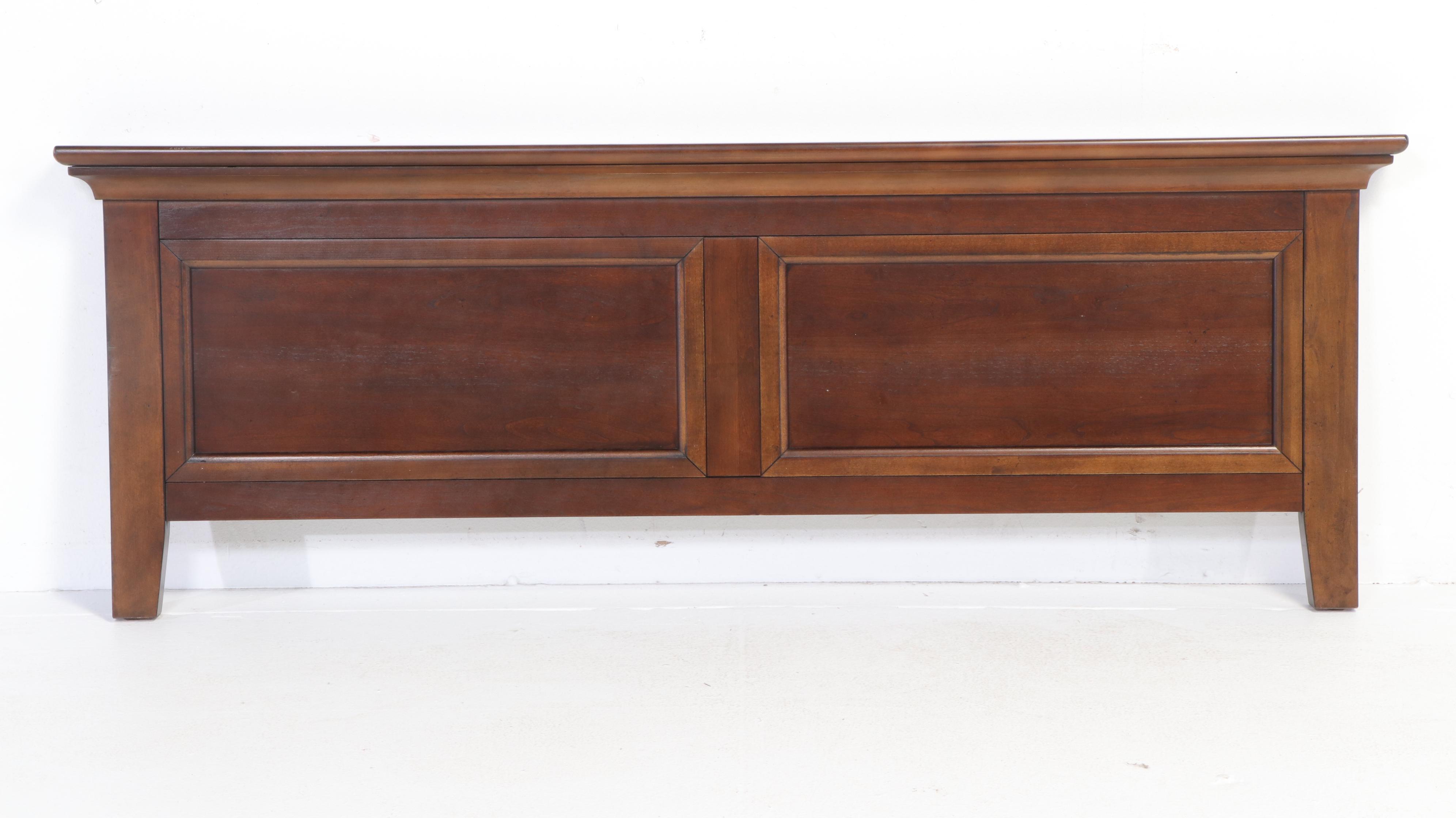 Shaker Style Walnut Finish Panel Queen Bed Frame and Nightstands