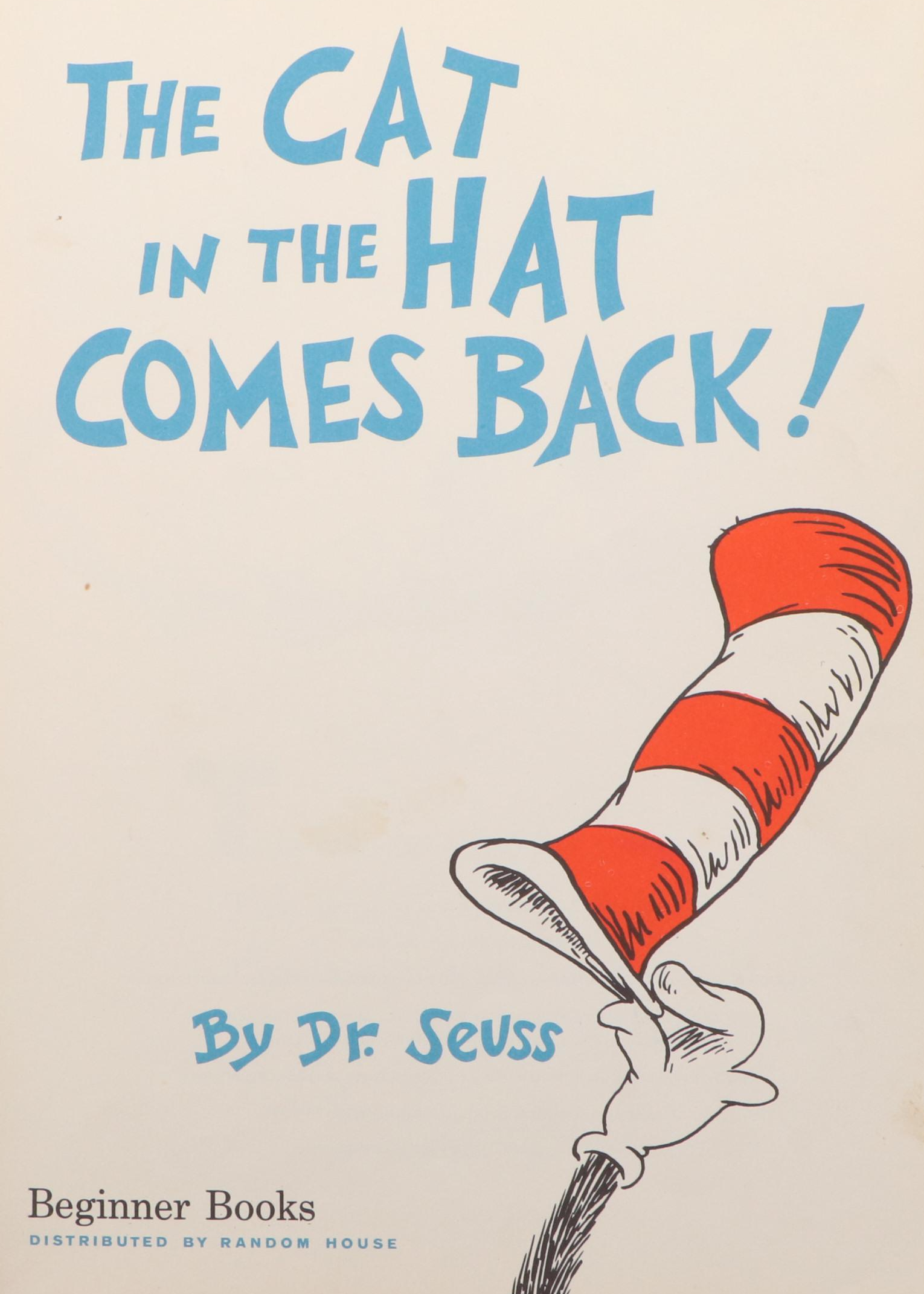 First Printing "The Cat in the Hat Comes Back" by Dr. Seuss, 1958